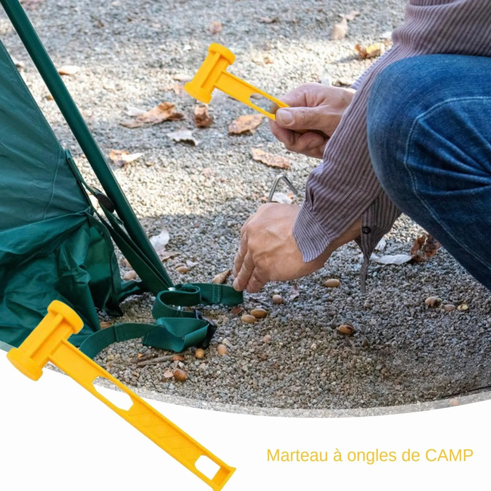 Marteau de piquet de tente robuste, maillet de camping portable PE