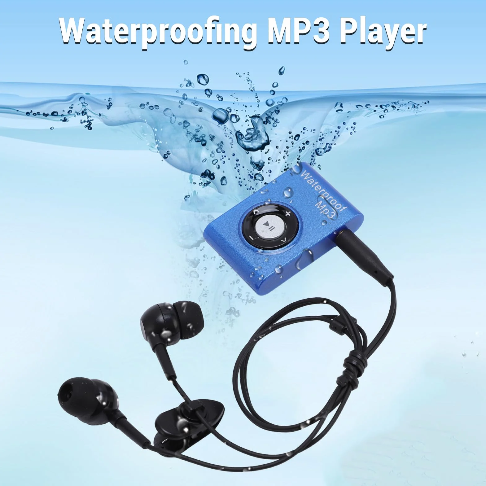 Lecteur MP3 étanche 8 Go avec écouteurs imperméables pour natation plongée surf ski