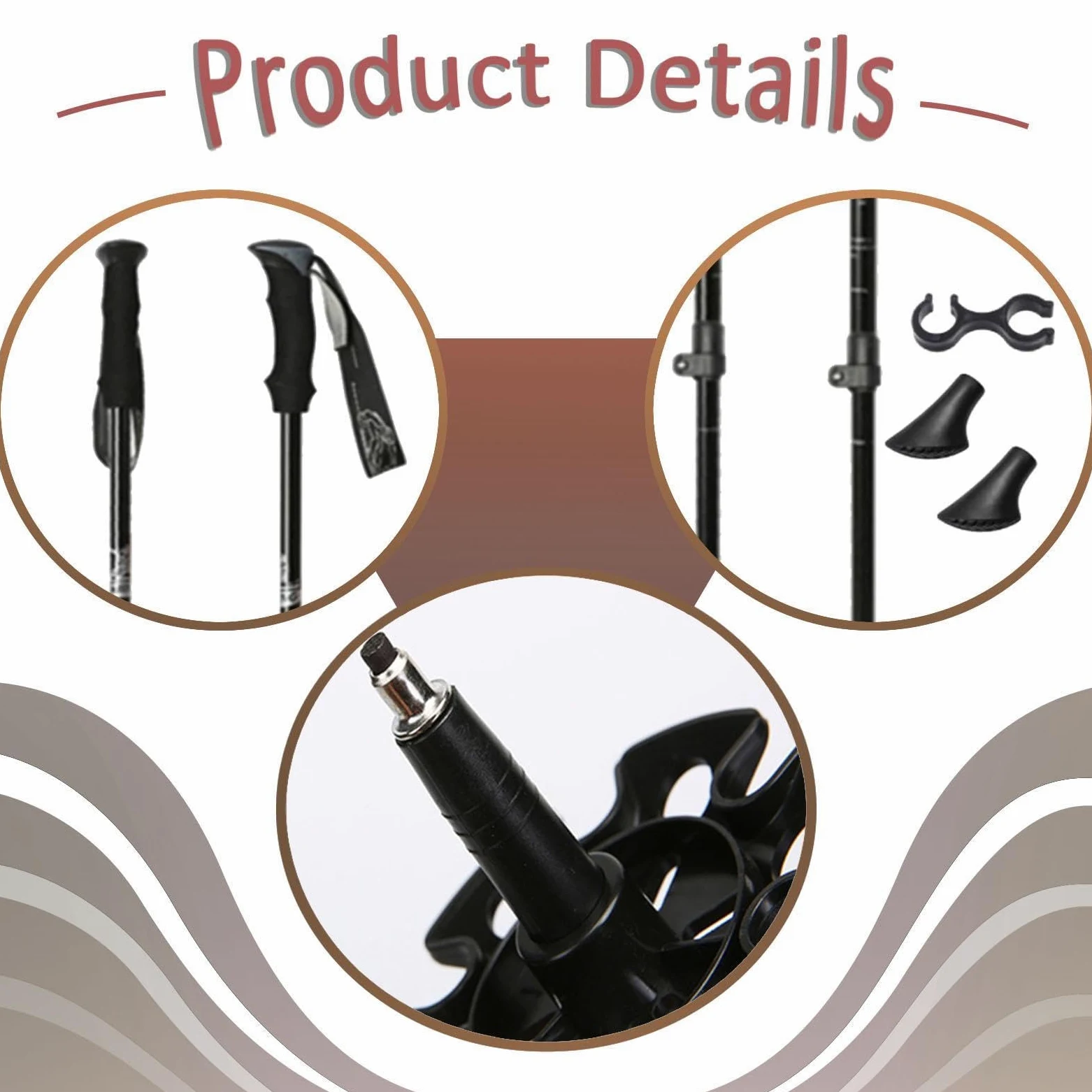 2 Bâtons de Ski Télescopiques en Aluminium avec Poignée Ergonomique et Système de Verrouillage Amélioré pour Adultes et Enfants, pour Le Ski et La Ran