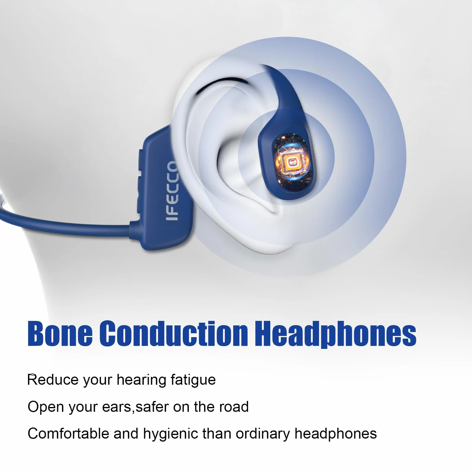 IFECCO Casque à Conduction Osseuse Bluetooth 5.2 IP68 Écouteurs de Sport sans Fil avec 8Go MP3