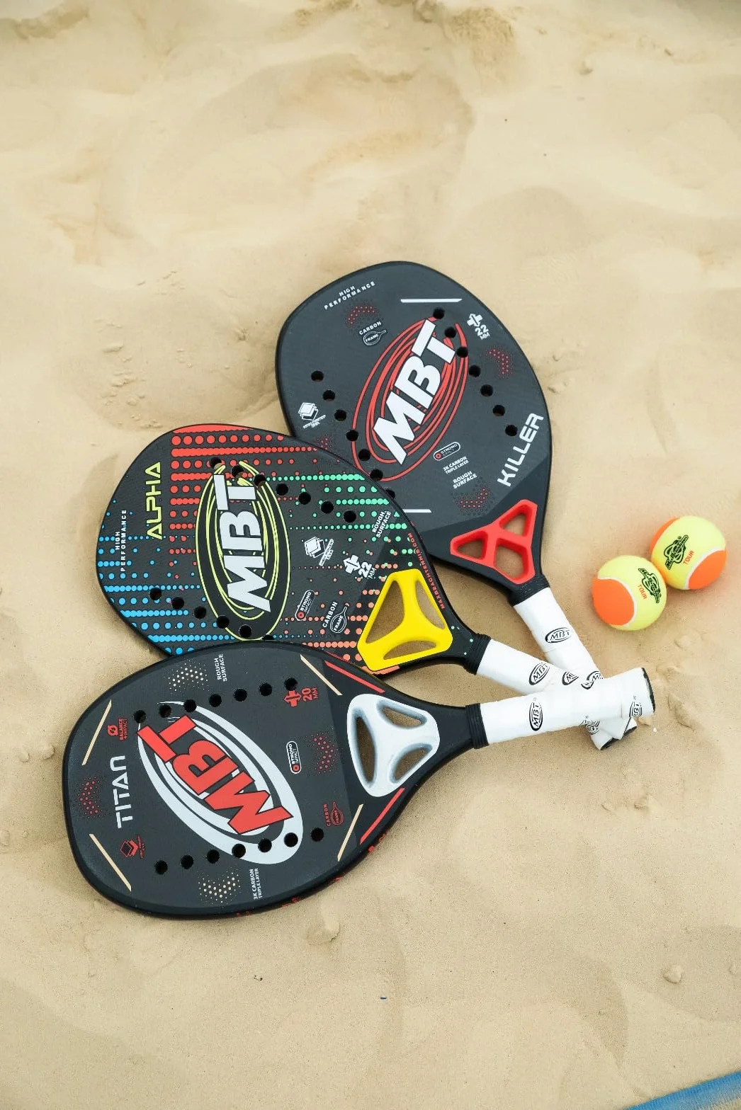 MBT TITAN Raquette Beach Tennis Fibre de Carbone 3K Eva High Power Profil 20mm