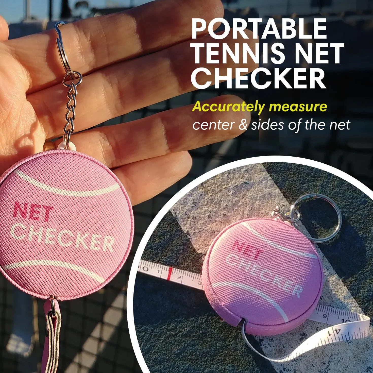 Tennis Net Height Mini Measuring Tape 59 cali, Przenośna Elastyczna Taśma Miernicza z Brelokiem