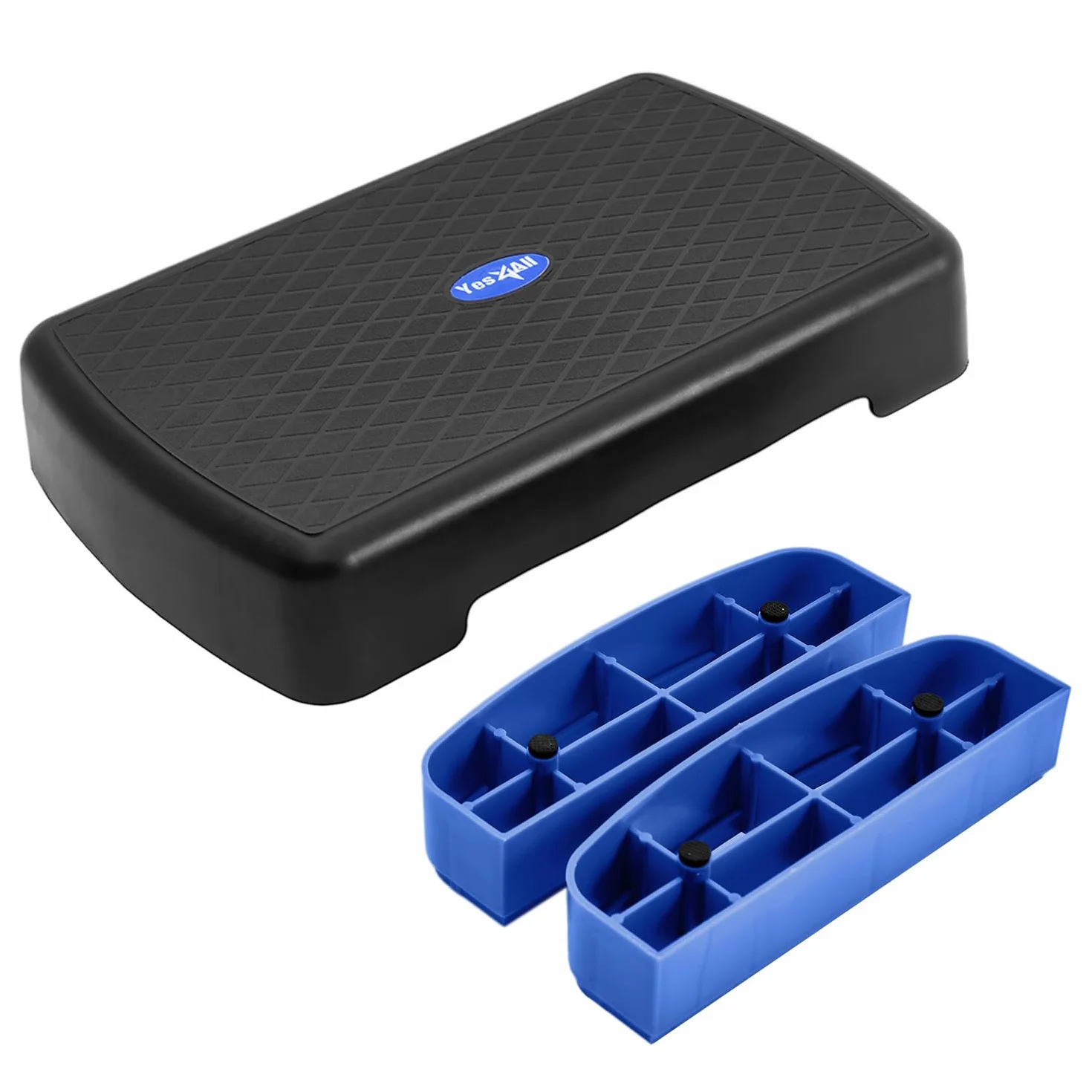 Yes4All Plateforme d'exercice aérobic 48 cm avec 2 rehausseurs hauteur réglable 7,6 cm 15,2 cm