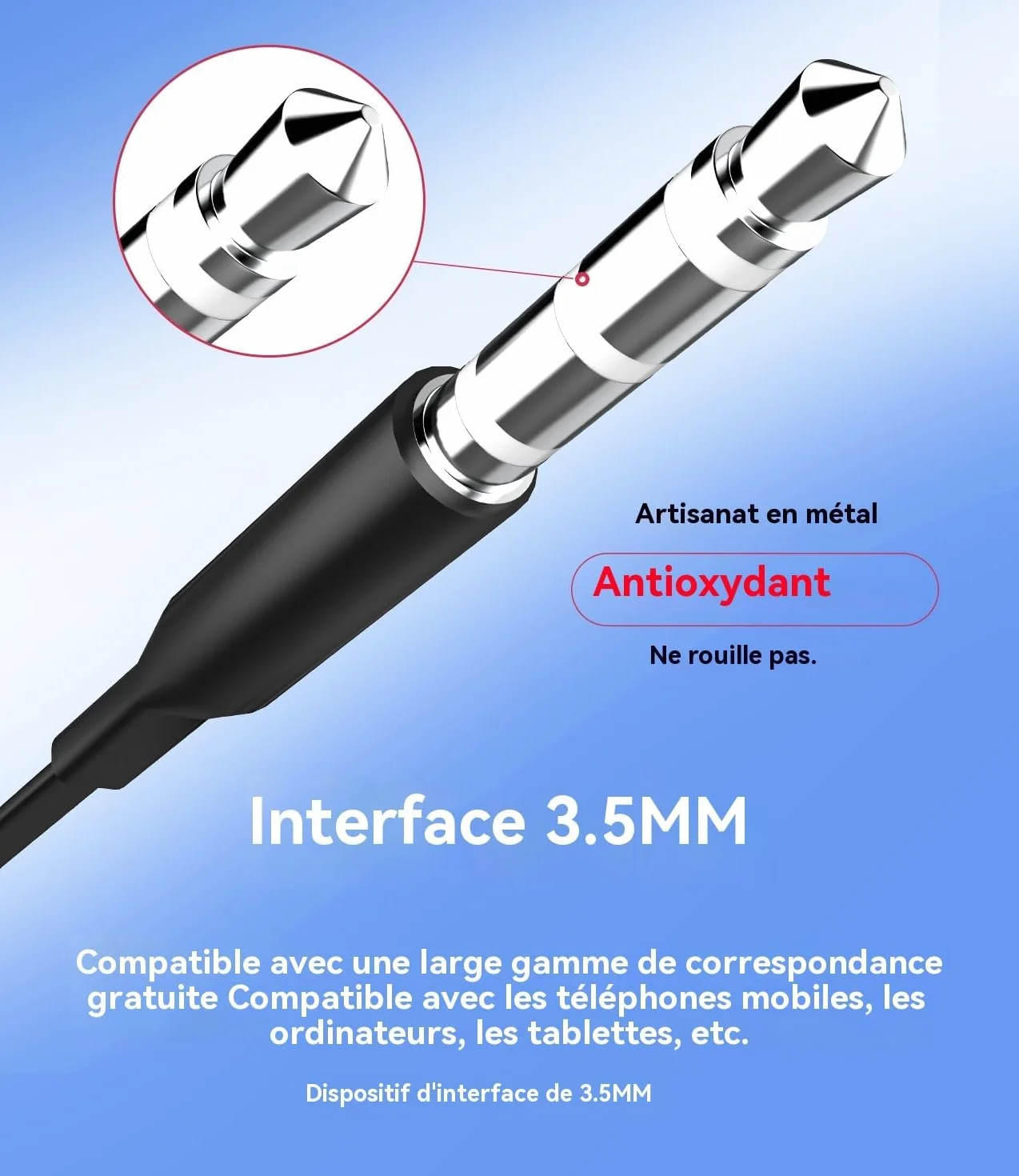 Écouteurs Filaire Jack 3.5mm Lot de 2 Casque AUX Audio Réducteur Bruit Stéréo