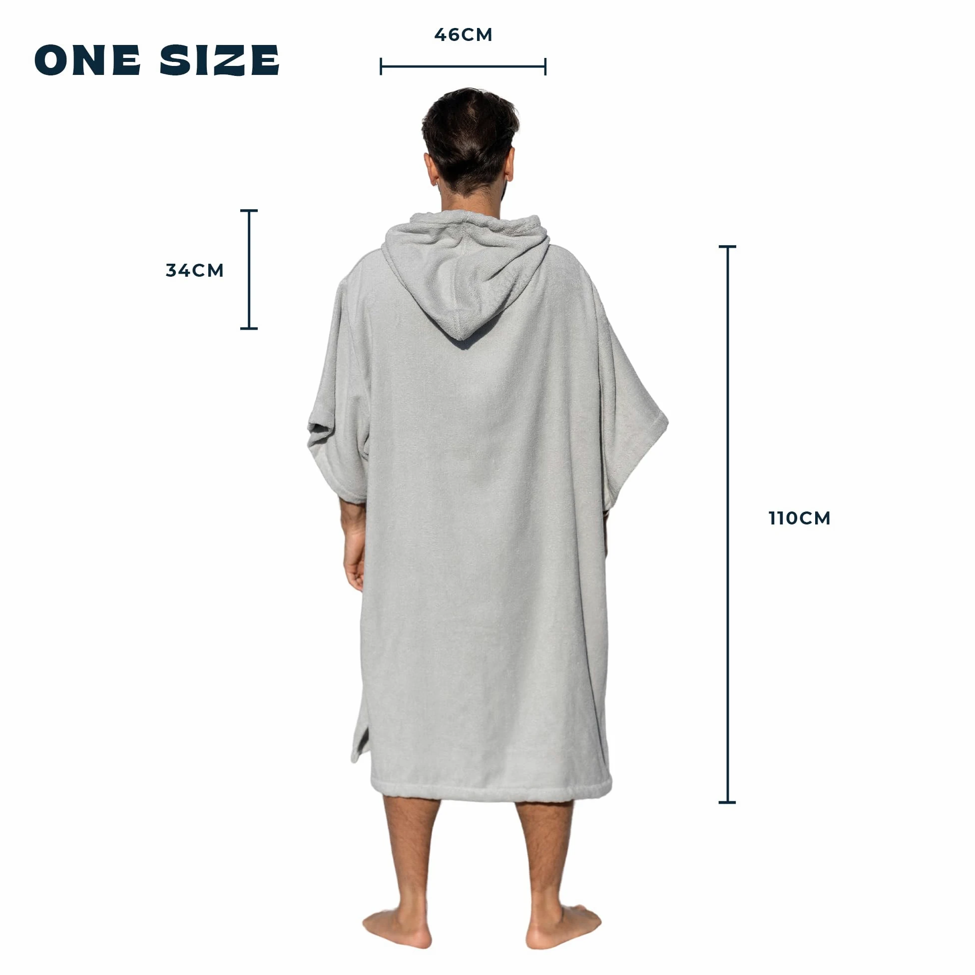 Surf Poncho - Peignoir de Serviette Polyvalent avec Manches, Capuche et Poche Avant – Coton Premium, Idéal pour Le Surf, La Natation et Les Sports de Plein Air - Unisexe, Taille Unique