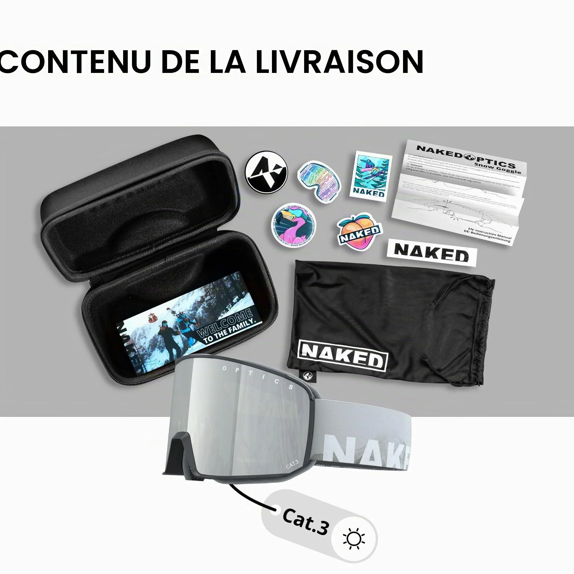 NAKED Optics LUNETTES DE SKI SOLAIRES pour homme & femme