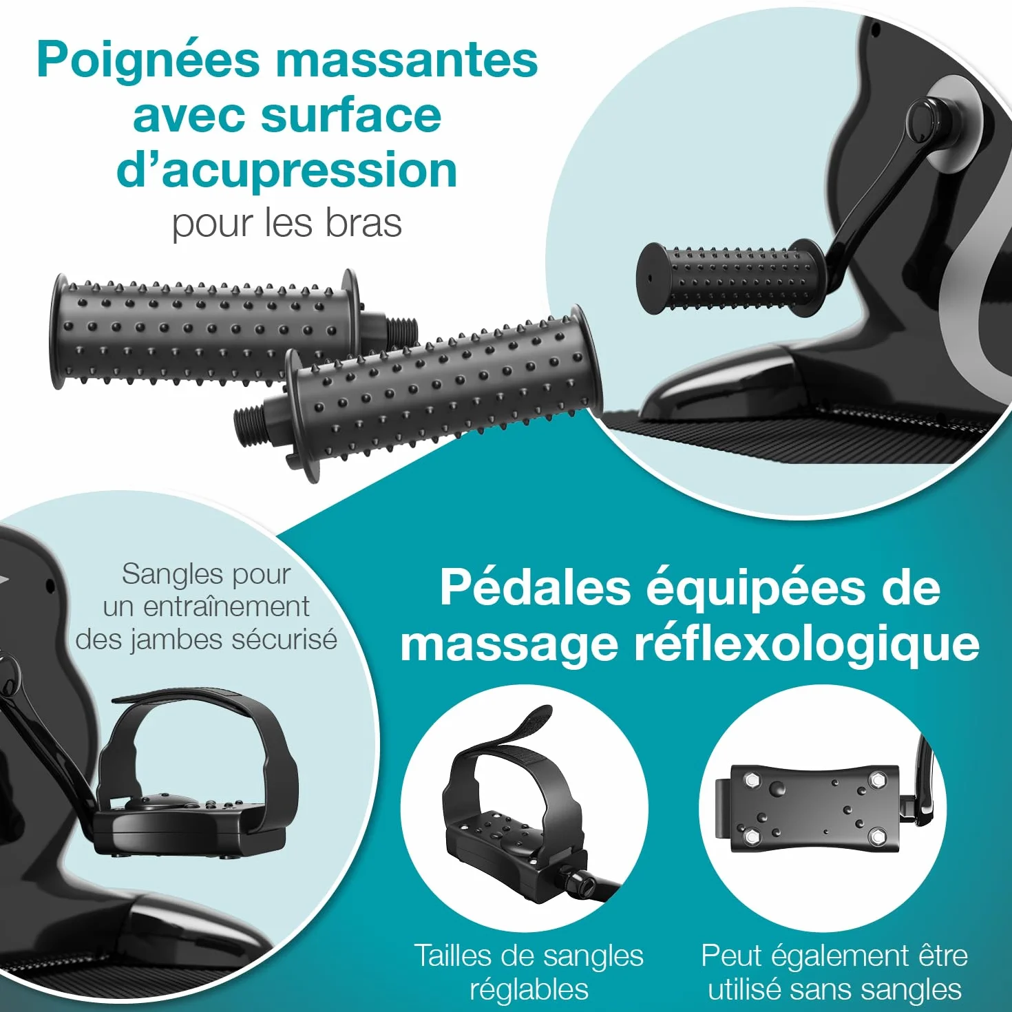 ELONEO Mini Vélo d'Appartement Pédalier 2 en 1 Motorisé 12 Vitesses Écran LCD