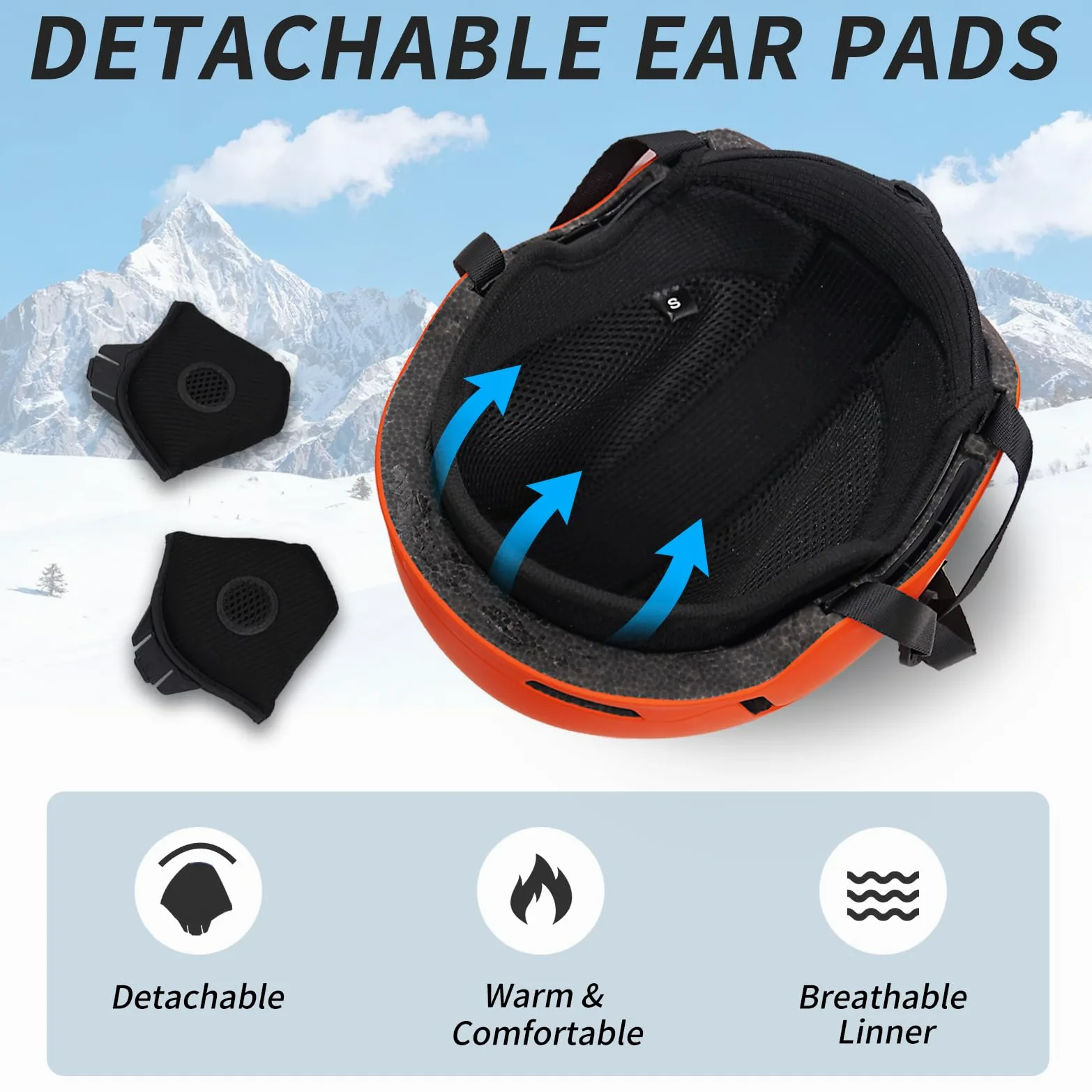 Casque de Ski avec Lunettes de Ski Masque Casque de Snowboard avec Détachable Cache Oreilles pour Hommes Femmes Anti-Vent Anti-UV Casques de Neige