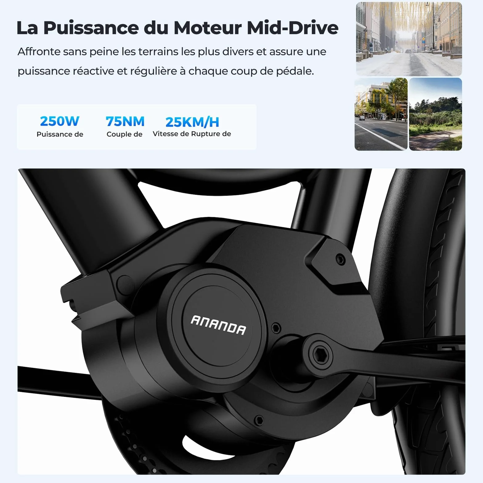Vélos électriques Urbano 2 26 Pouces Moteur Central 36V 13AH 250W VTC Homme Femme Autonomie 100km