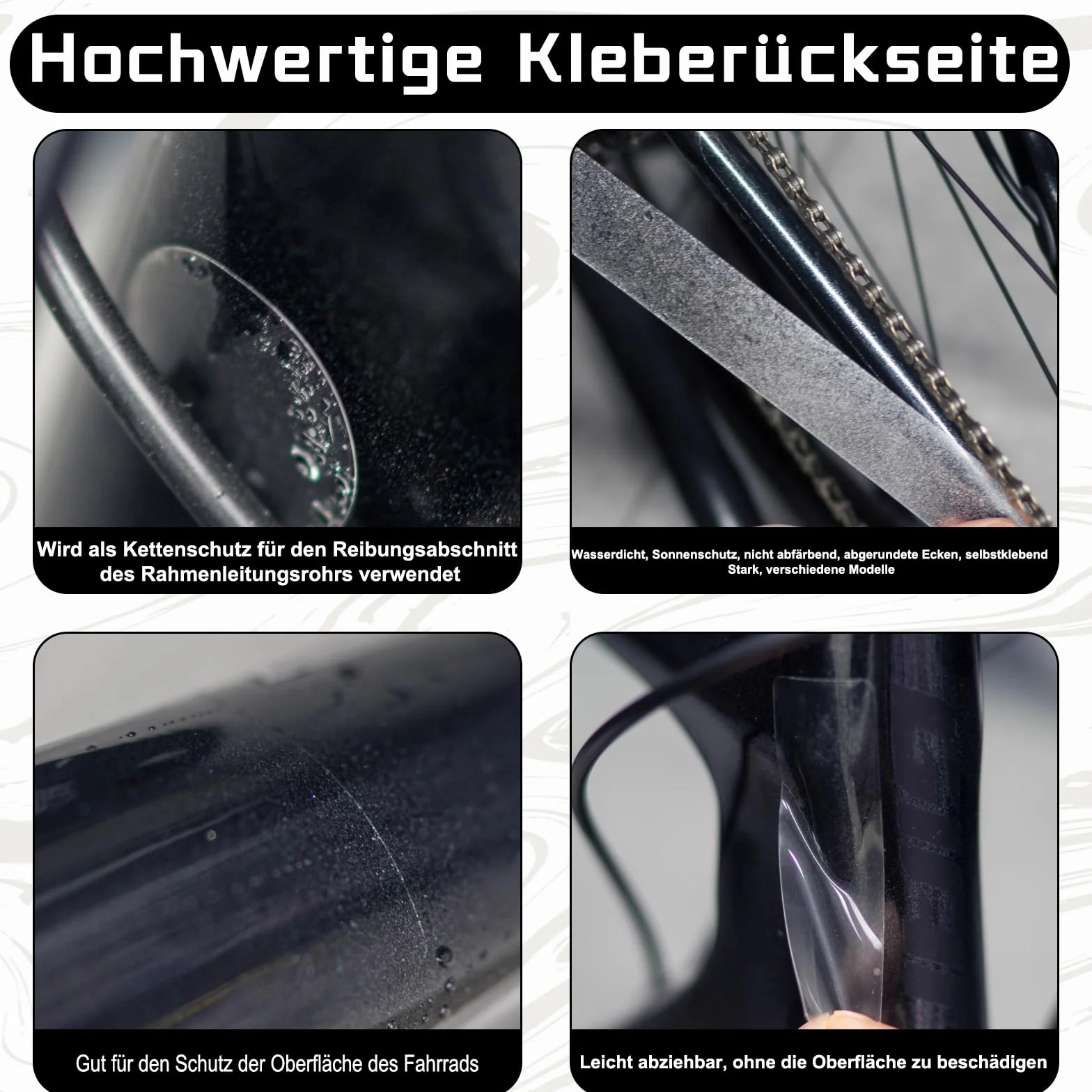 Lot de 2 autocollants de protection pour cadre de vélo, film de protection de peinture