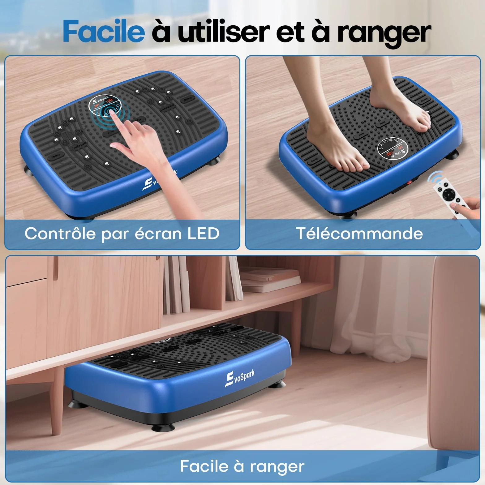 Plateforme Vibrante EvoSpark Double Moteur Haute Performance 120 Vitesses 450 LB
