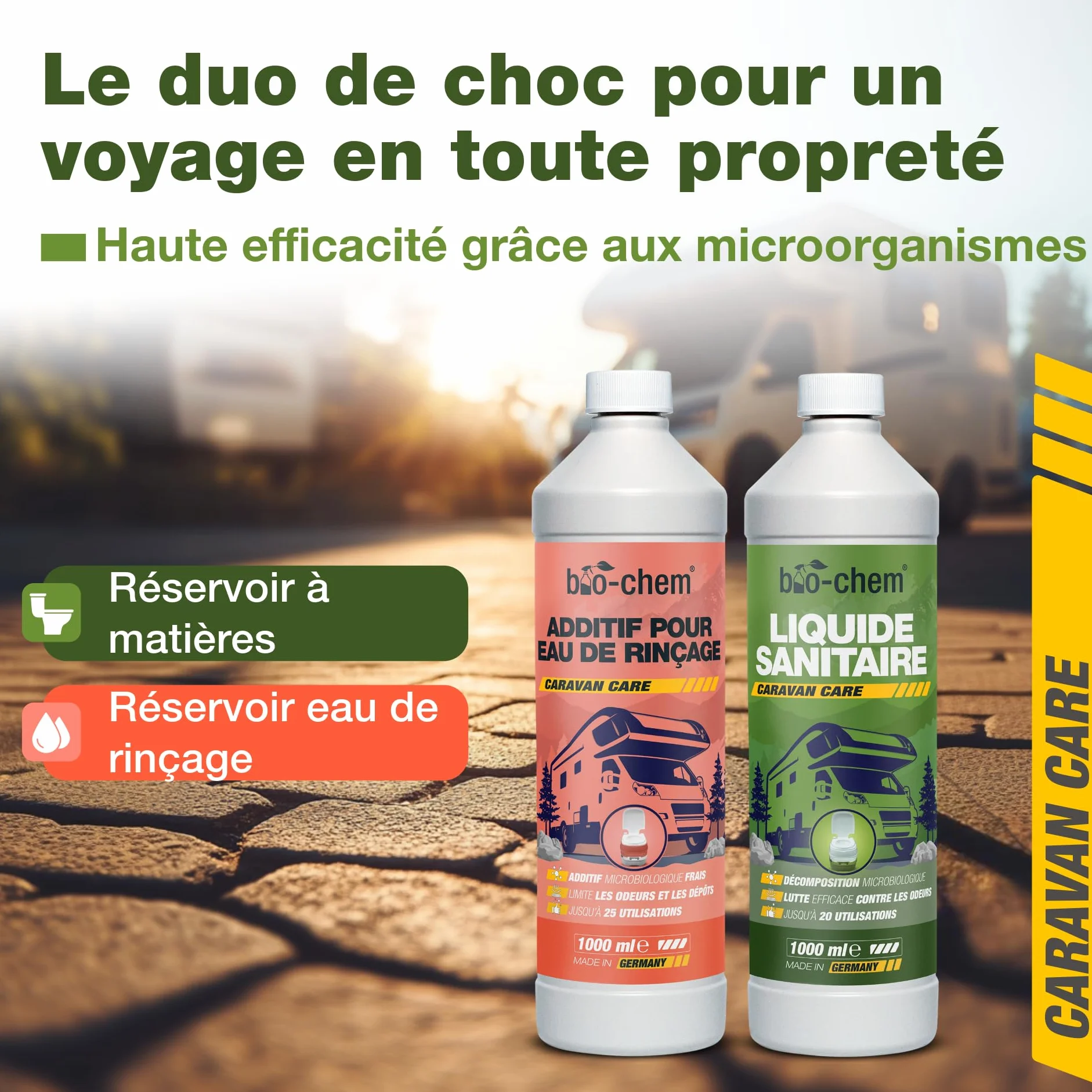 Bio-Chem Kits d'additifs hygiéniques pour Toilettes de Camping - Liquide sanitaire, additif pour eau de rinçage