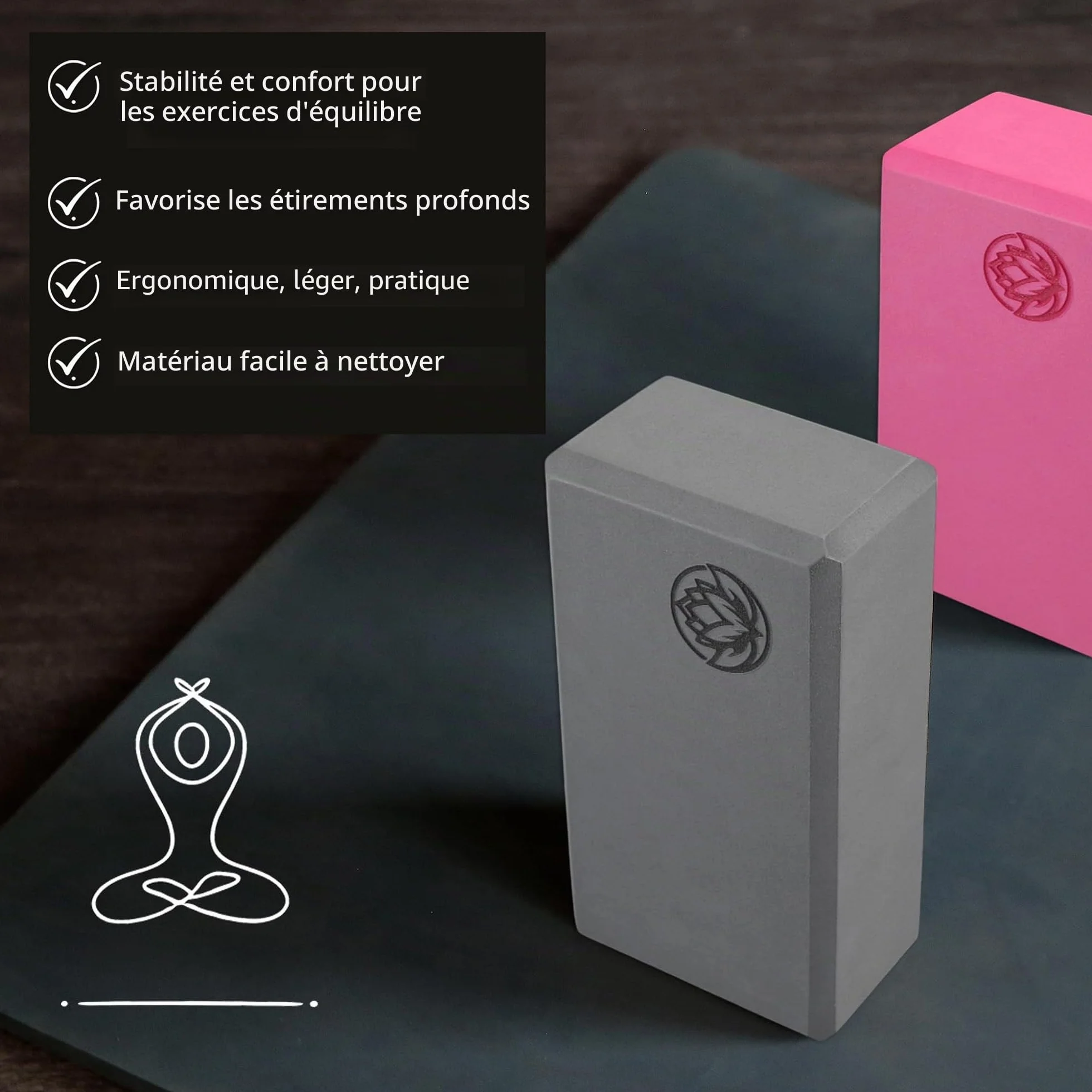 VonBueren Blocs de yoga 22 x 12 x 7,5 cm Lot de 2