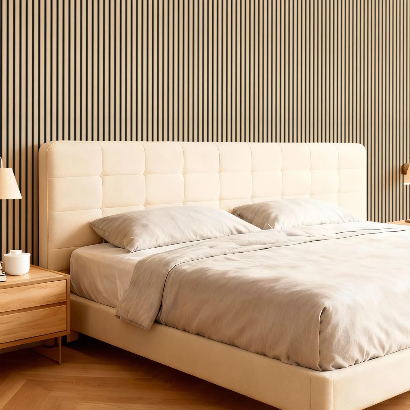 TONOR Panneau Mural Decoratif Bois 120x60cm 2.88㎡ Acoustique 3D Insonorisant Chêne