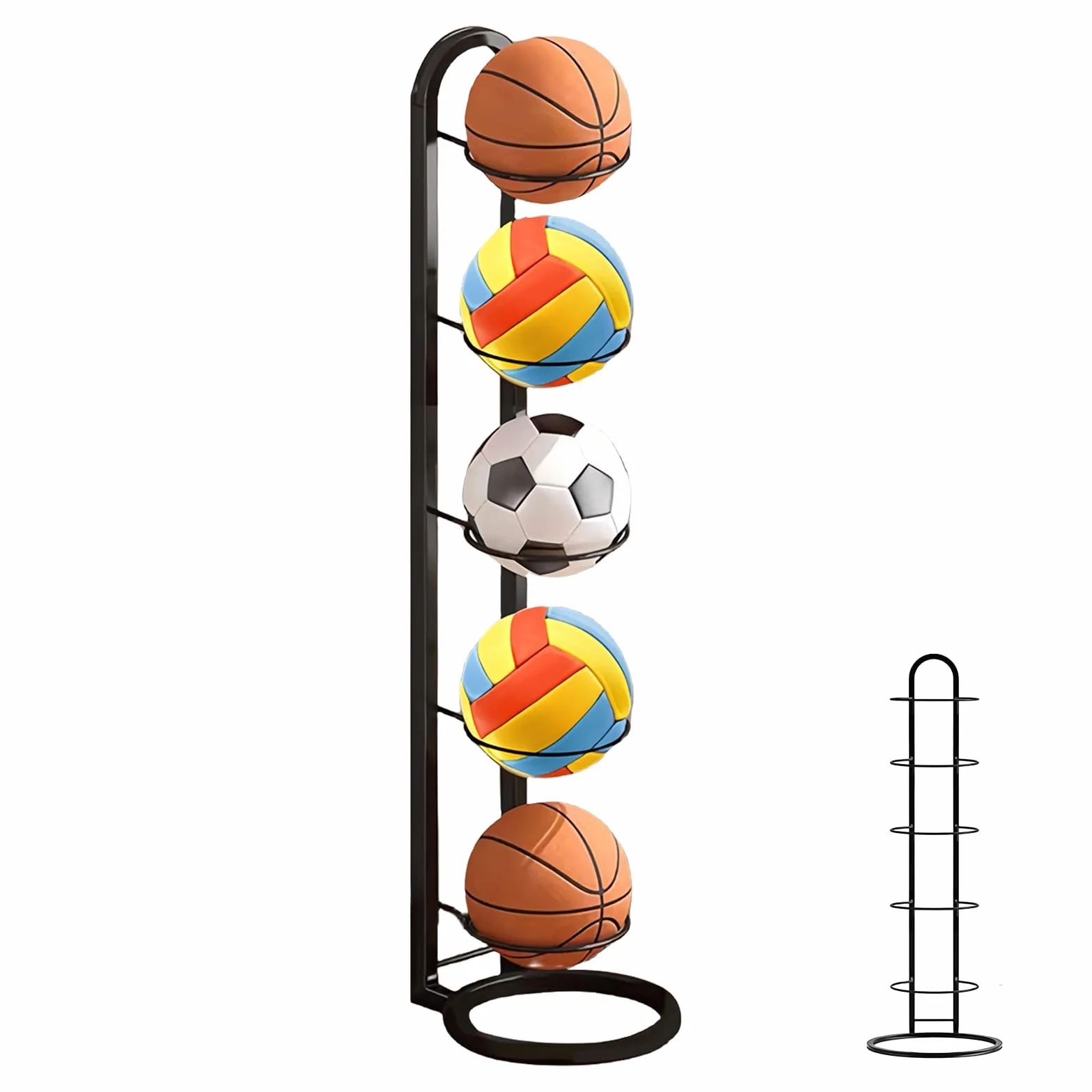 Support De Balle Verticale À 5 Niveaux, Organiseur De Basket-Ball, Porte Ballon Basket