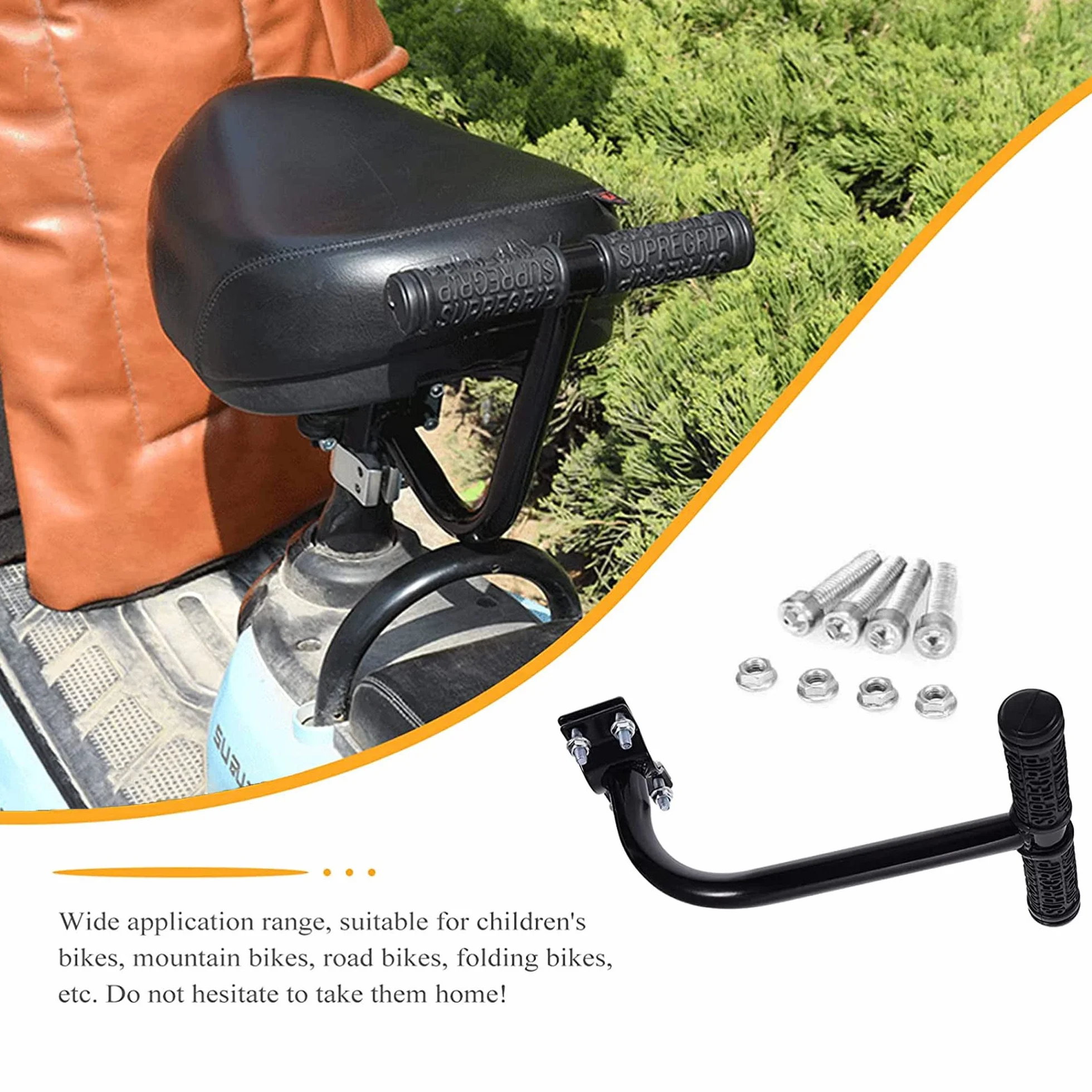 Siege Velo Enfant Universel avec Porte-bebe Dossier Eponge Douce Confortable