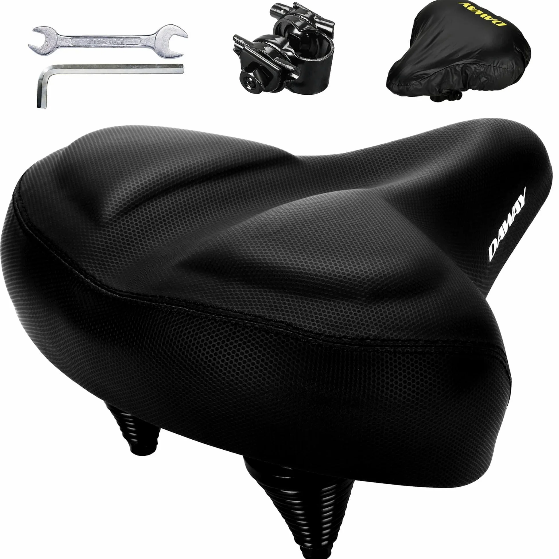 DAWAY C40 Selle de vélo surdimensionnée Confortable – Compatible avec Peloton, Exercice, VTT ou vélos de Route, Selle de vélo Extra Large avec Coussin en Mousse à mémoire de Forme pour Homme et Femme