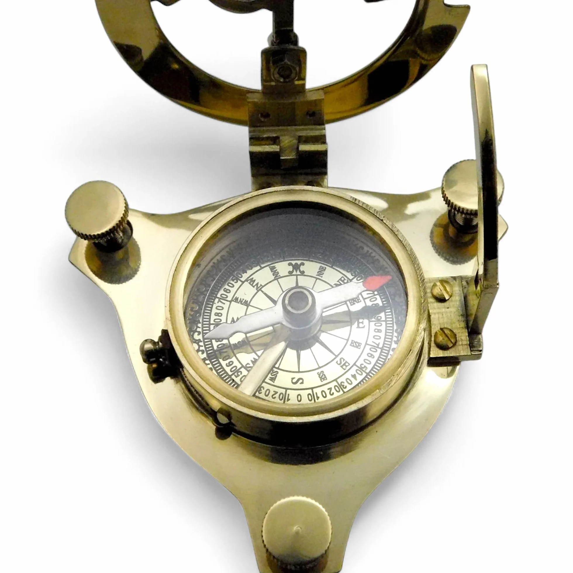 Boussole nautique en laiton antique 7,6 cm avec boîte en bois