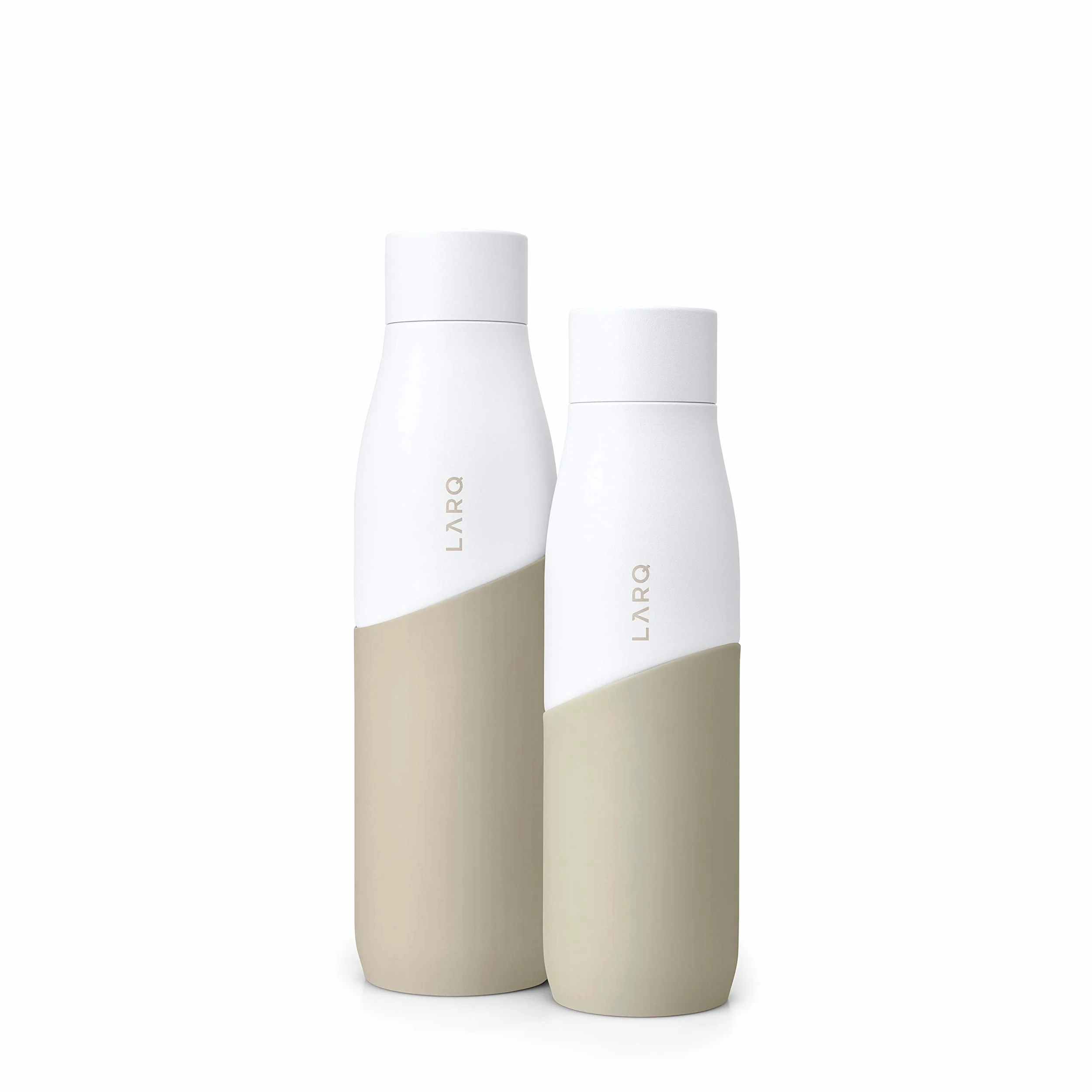 LARQ Movement PureVis 710ml – Gourde UV auto-nettoyante en acier inoxydable avec housse en silicone | Légère, antichoc, garde l’eau fraîche | Sport, course, plein air, White/Dune