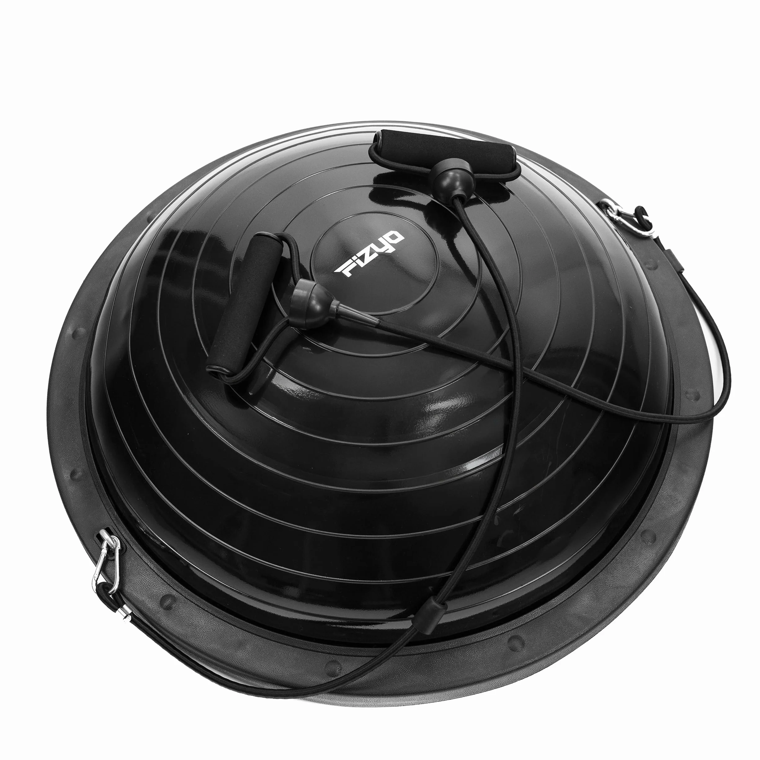 FIZYO Balance Trainer Demi-Boule Ø 58 cm, Ballon d'Équilibre Antidérapant avec Pompe, Noir