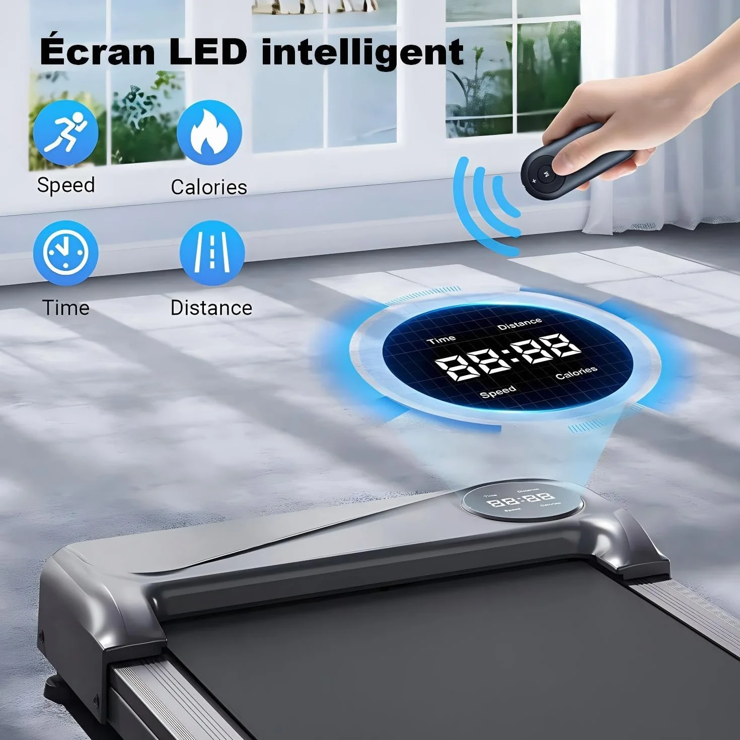 Tapis de Course Portable Walking Pad Électrique 2.5 HP 6km/h avec Télécommande Écran LCD 120 KG