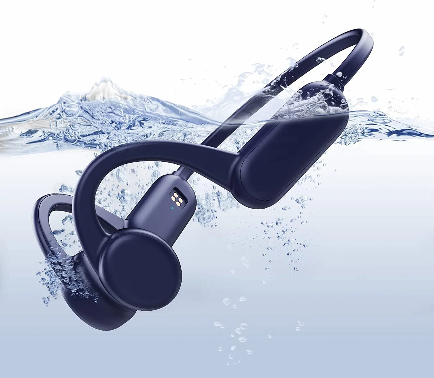 Casque Conduction Osseuse Natation IPX8 Bluetooth 5.2 Mémoire 8G Lecteur MP3 Bleu