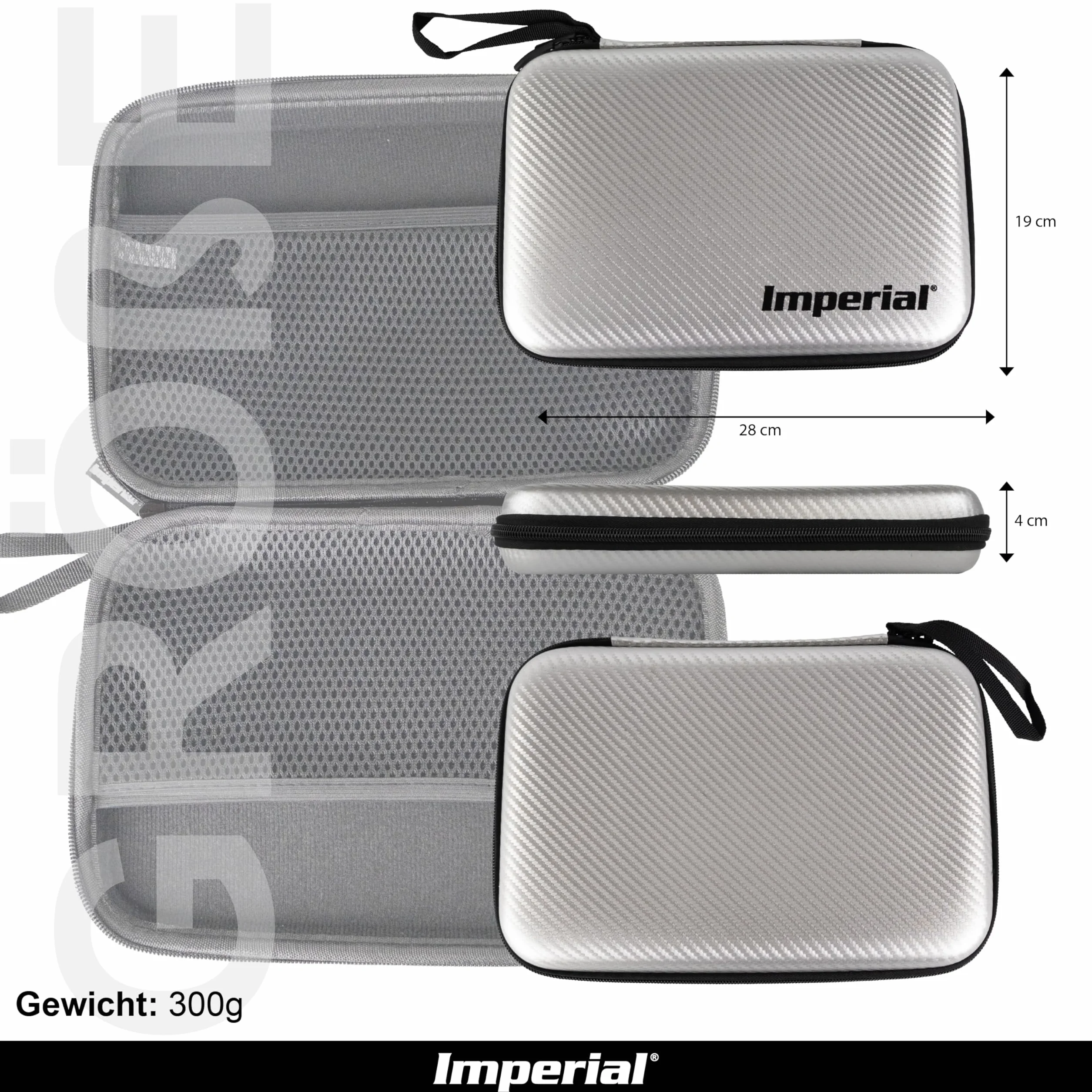 Imperial Hardcase Mallette de Tennis de Table Argent Aspect Carbone Résistant aux Chocs