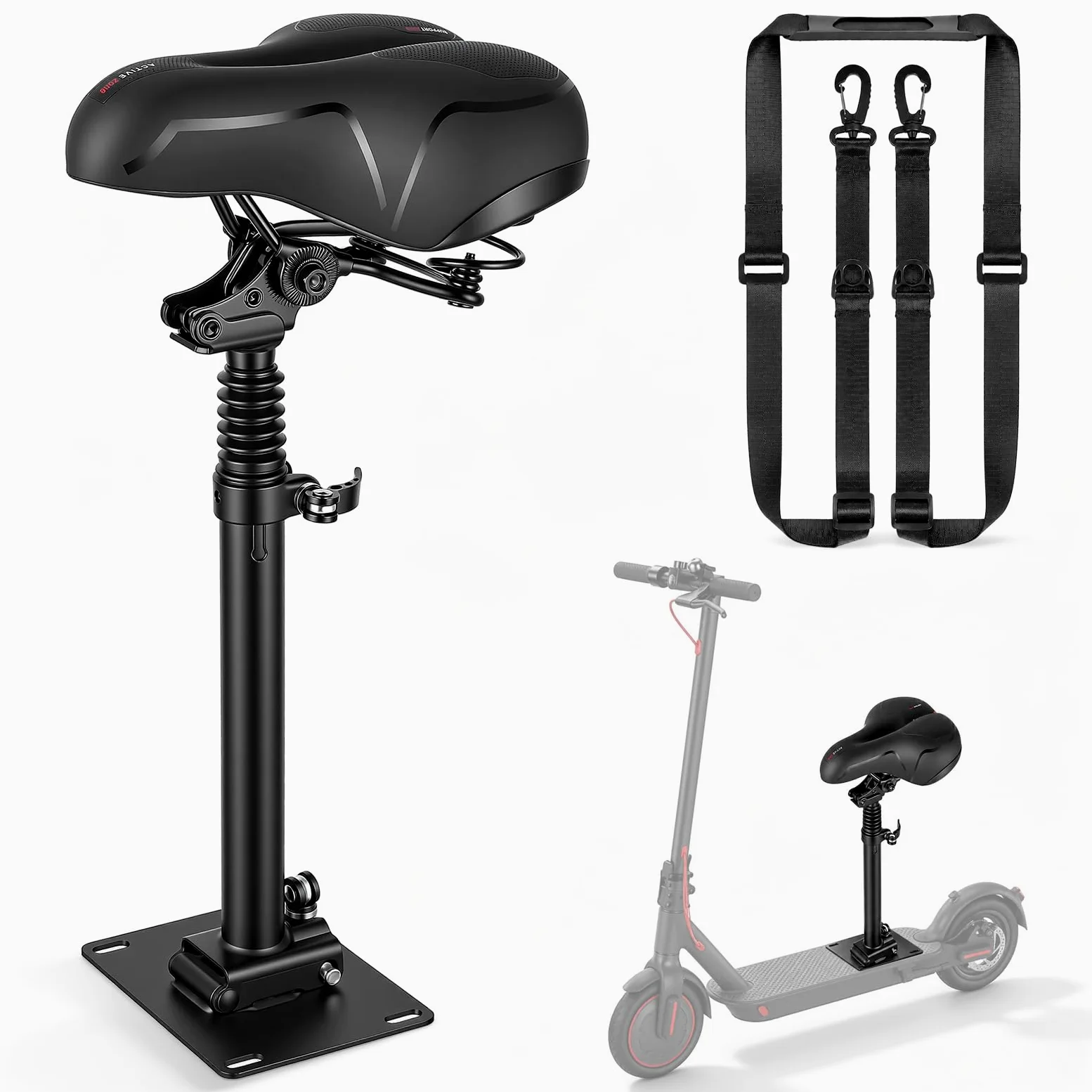 Siège Trottinette Électrique, Compatible avec Segway Ninebot F3/E3/E3Pro | Siège Pliable et Réglable en Hauteur pour Adultes Hauteur D'assise 45 à 65cm Amortisseur Portable avec Bandoulière