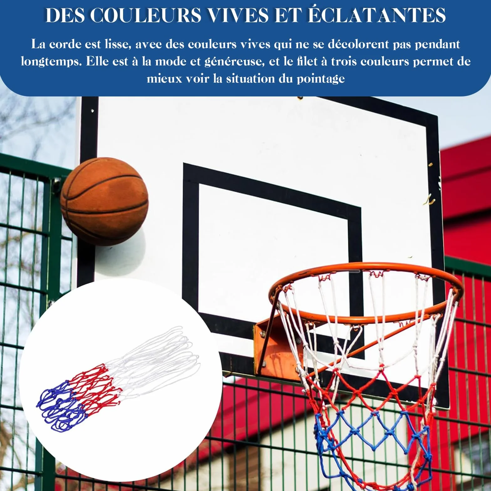 KASURE Filets de Basketball 5 pièces 12 Boucles Nylon résistant intérieur extérieur