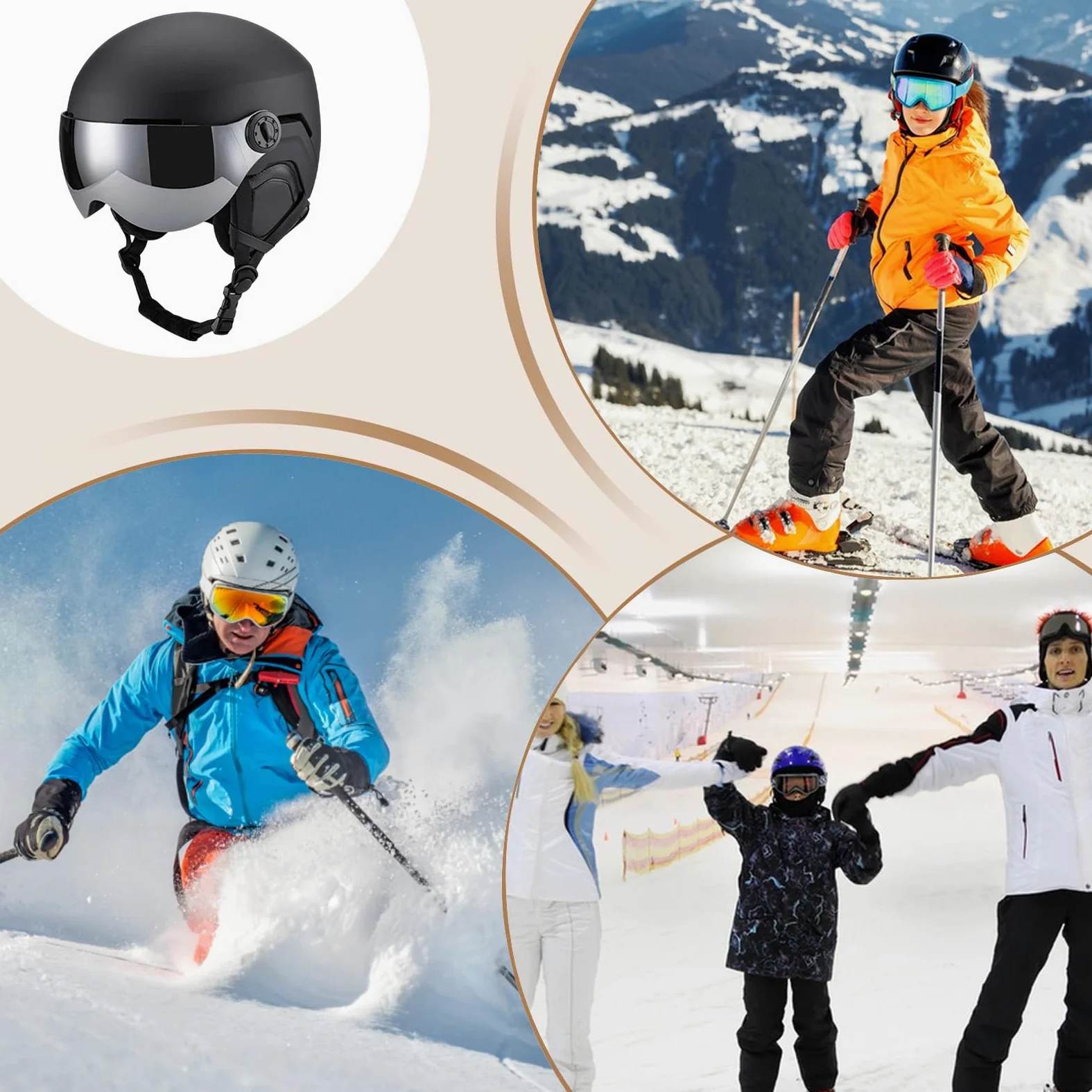 Casque De Ski Femme Lunettes Bonnet Respirants Équipement Snowboard | Casque et masque de sports hivernaux pour hommes, jeunes, adultes, skieurs, snowboardeurs, , station, équipement snowboard