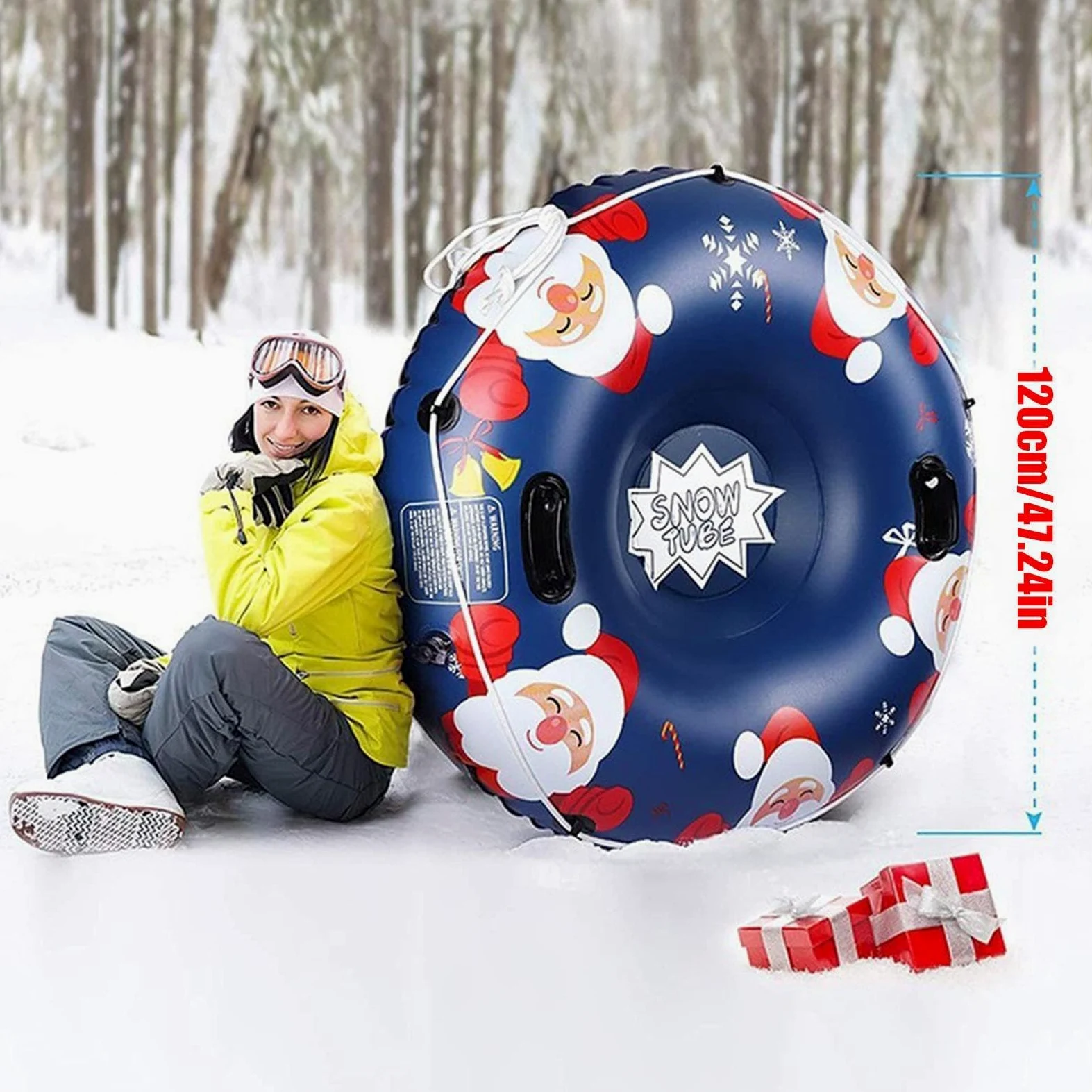 Bouées De Neige pour Adultes Luges Snowboard Gonflables avec Poignées | Jouet Luge d'Hiver Sports Plage Arrière-Cours Jardins Patinage Ski Extérieur Sable Noël Activités Aventure
