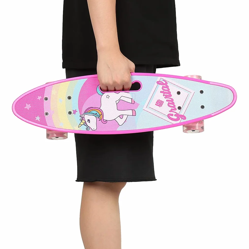Skateboard pour Fille PVC 60×18 cm Petit Skate Enfants