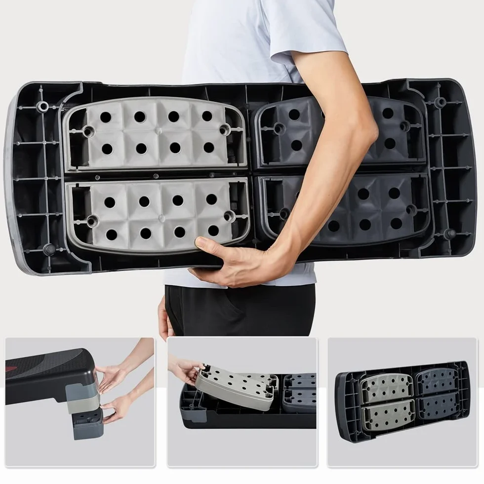 Stepper de Fitness Réglable 79,5 x 30 x 20cm 3 Hauteurs Abician