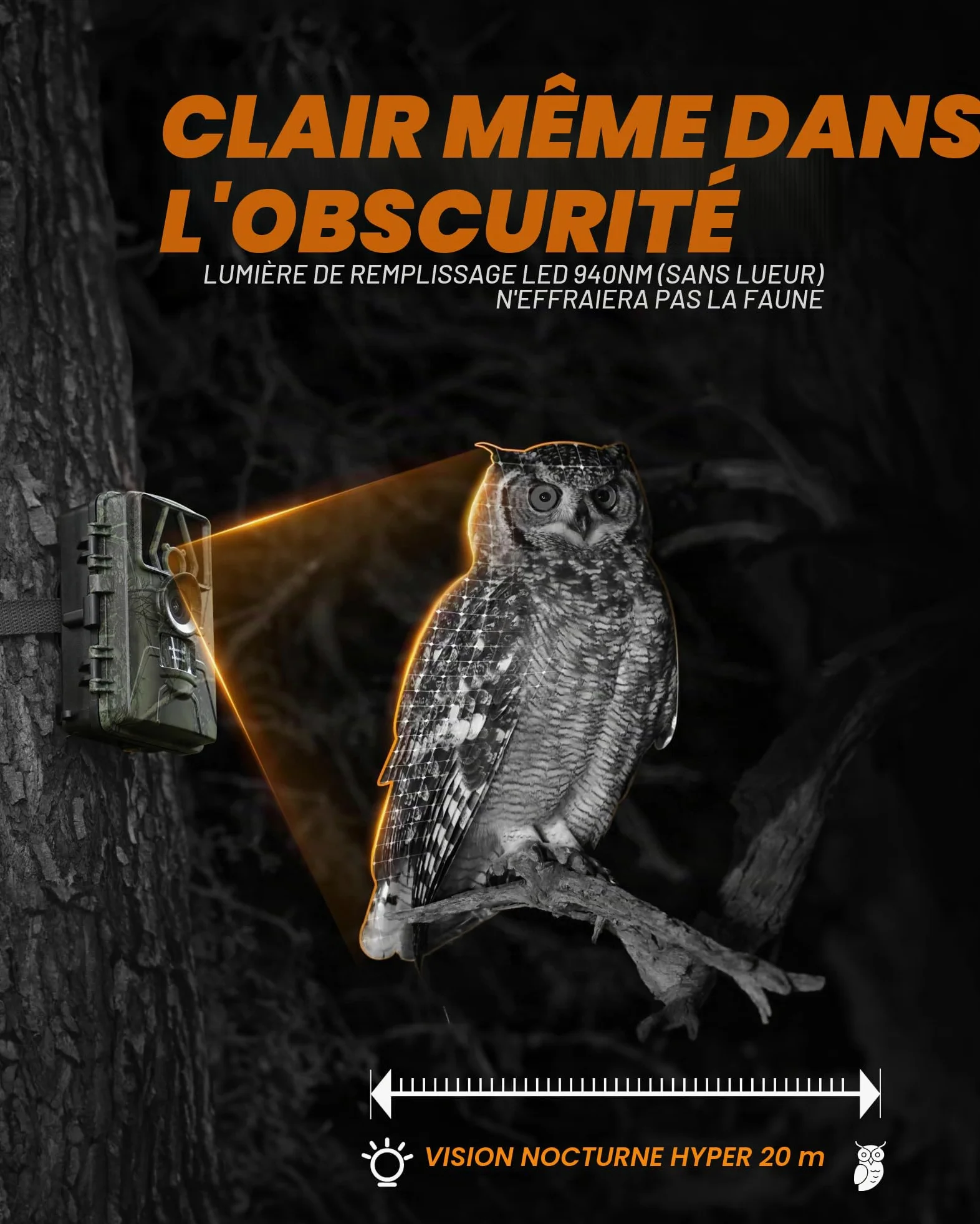 Camera de Chasse connectée téléphone, 8K 60MP caméra de Chasse avec Vision Nocturne, détection de Mouvement, Grand Angle 130°, Camera Chasse IP66 avec Carte SD 32 Go + 8 Piles AA
