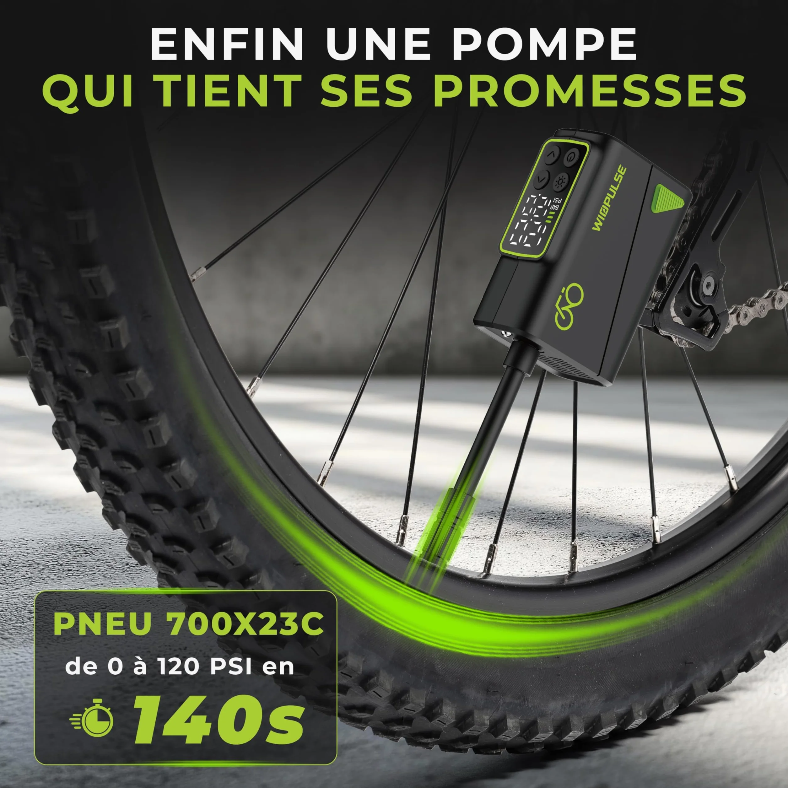 Mini Pompe Vélo Électrique 150 PSI Compresseur Portable LCD Arrêt Auto LED Presta Schrader