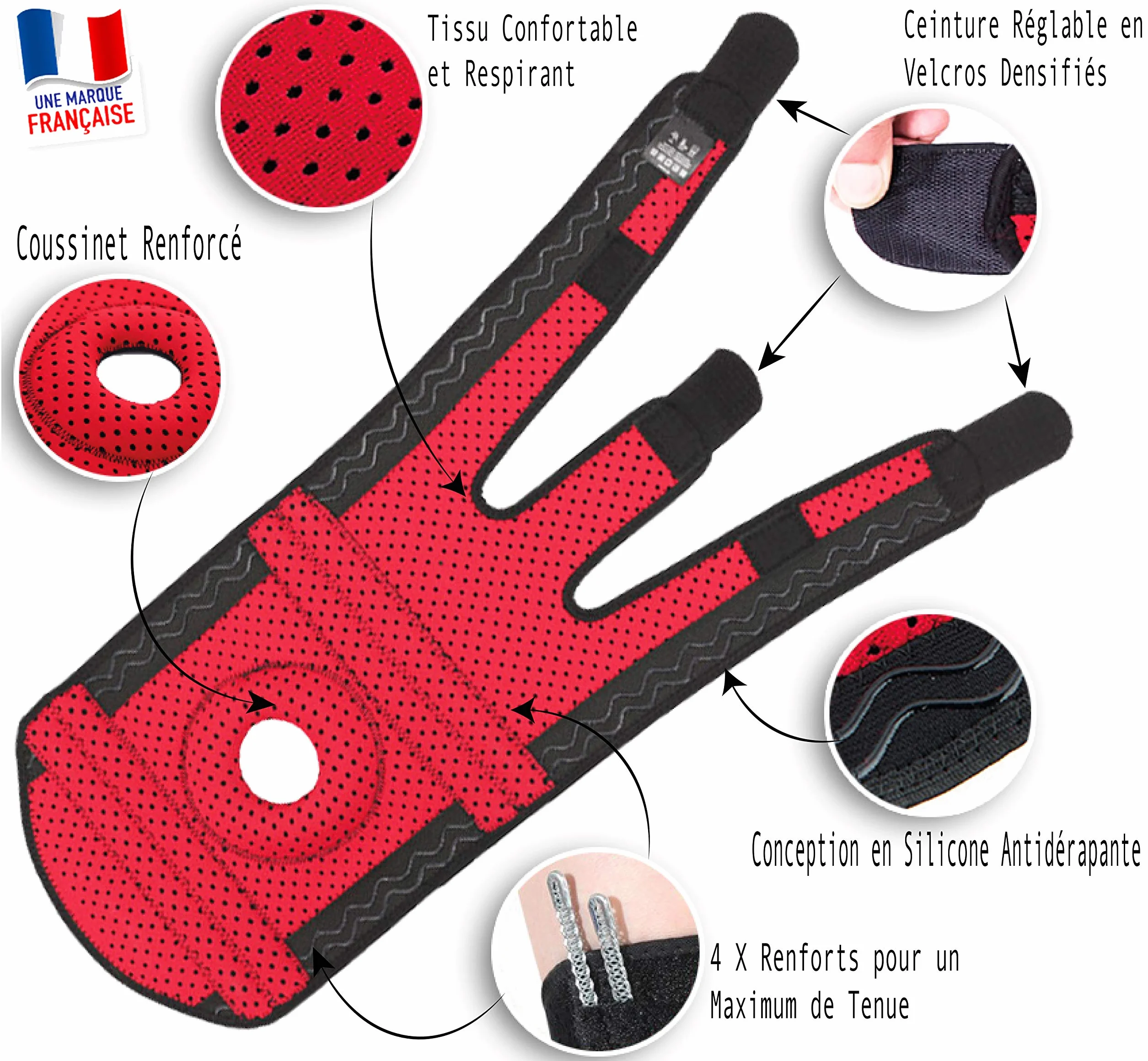 LOOPYZ Genouillère Sport Rotulienne Ligamentaire Attelle Maintien Genou Running Basket Fitness Crossfit Rééducation Arthrose Stabilisateur Articulations Compression Ajustable