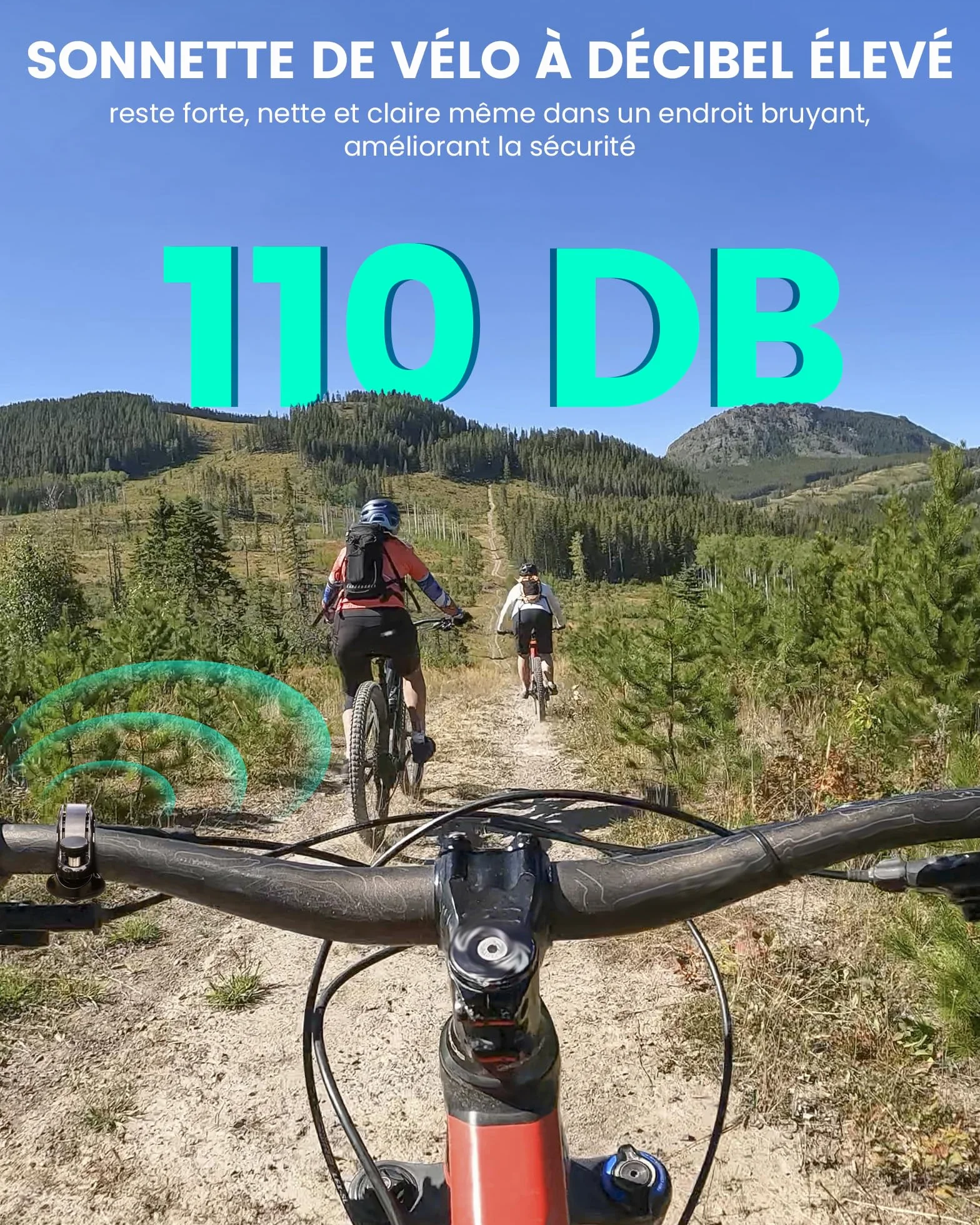 RAVEMEN Q2 Sonnette de Vélo Compatible AirTag 110 DB Antivol Support Guidon 22,2-31,8 mm