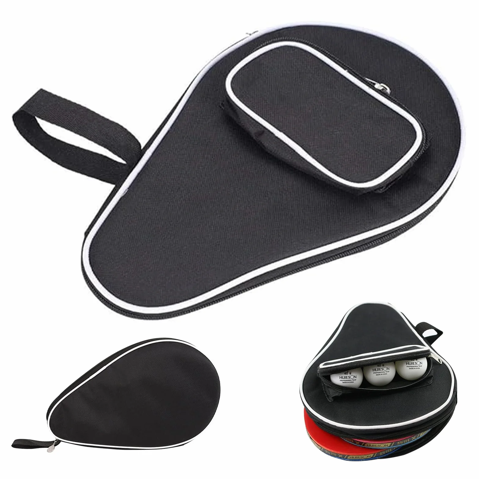 Housse Raquette Ping Pong, Housse Table de Ping Pong, Étui pour Raquette Tennis Table, Imperméable Sac de Tennis de Table pour 2 Raquette et 3 Balles