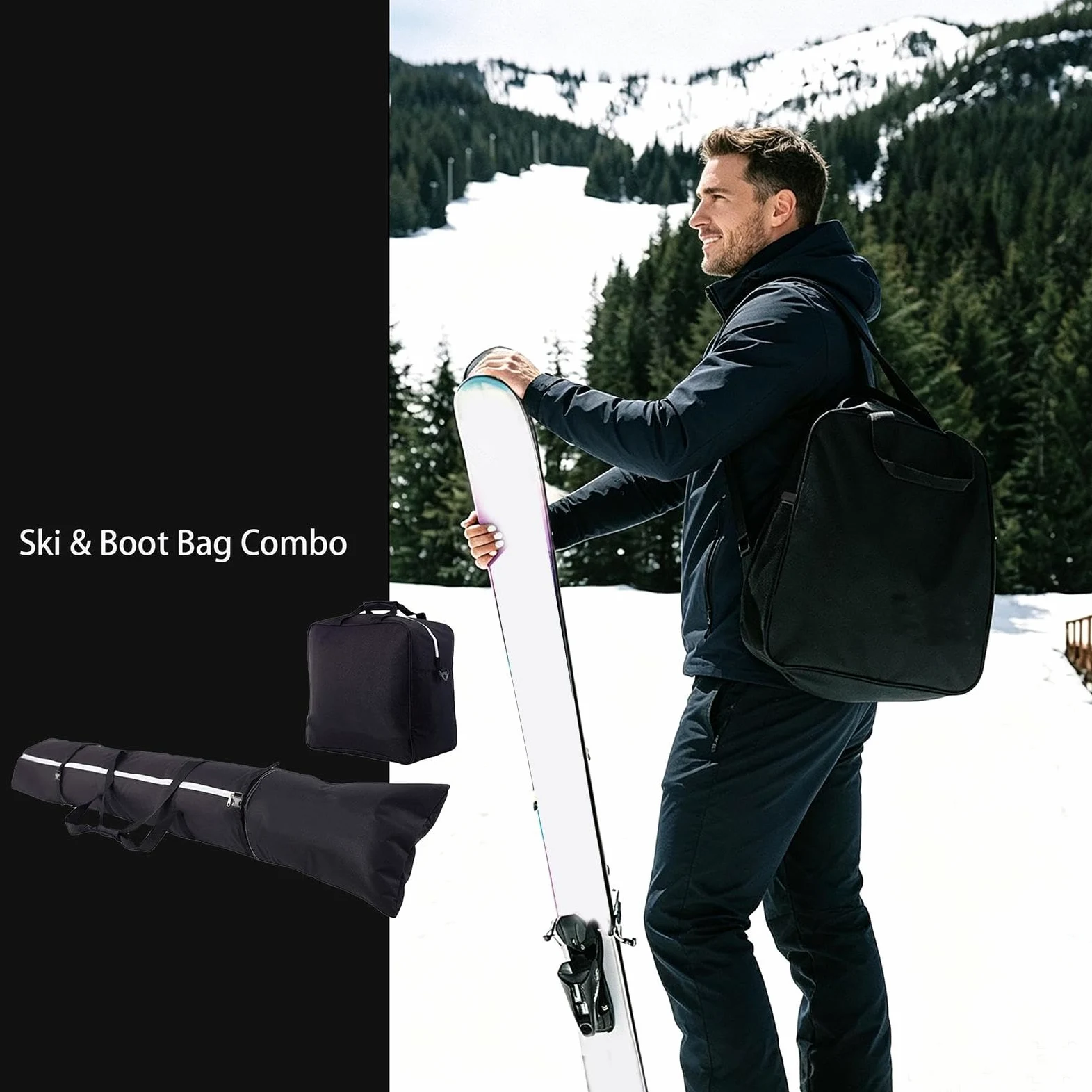 Housse de ski Sac Organisateur Rembourré de Transport en Tissu Oxford | Sac De Ski Pour Passionnés Ados Adultes Protection Chaussures Objets De Contre