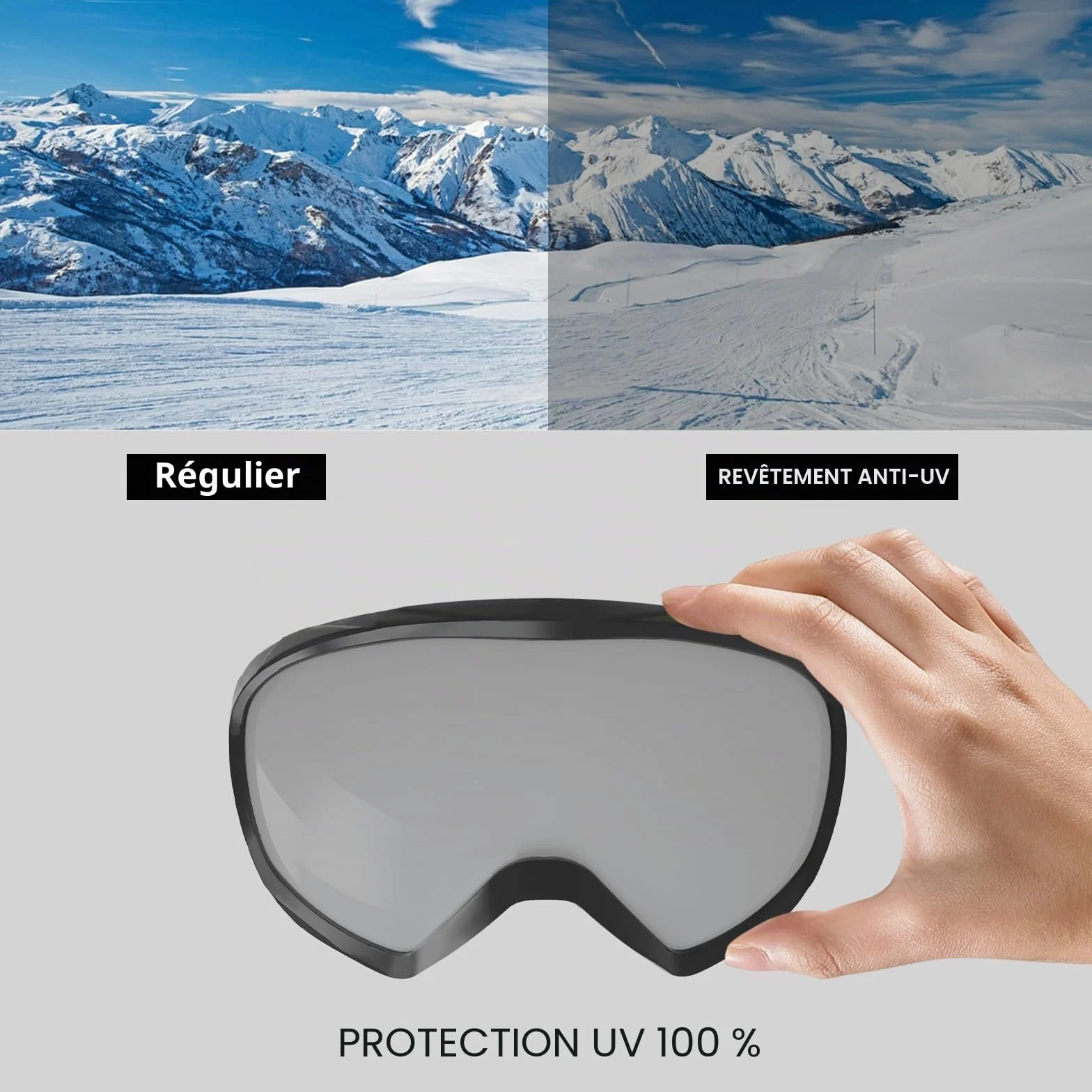 Masque de ski anti-buée avec étui à lunettes pour hommes femmes adolescents