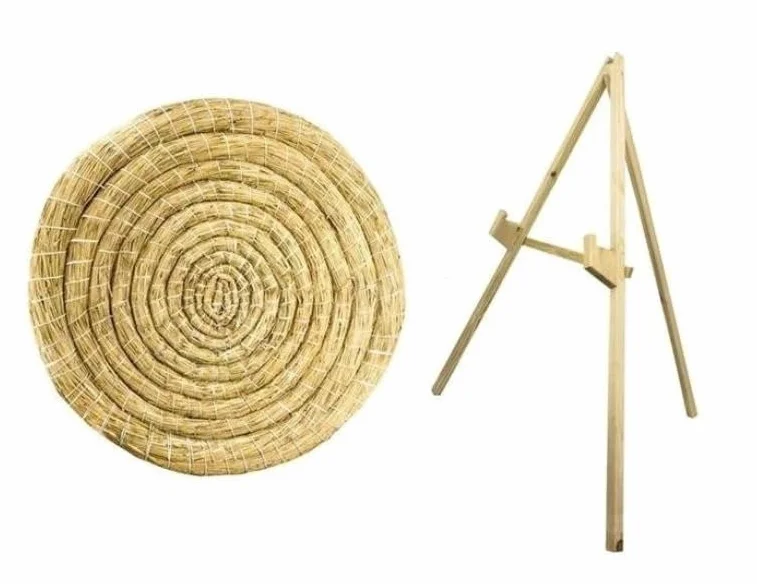Cible Ronde en Paille 80 cm avec Support