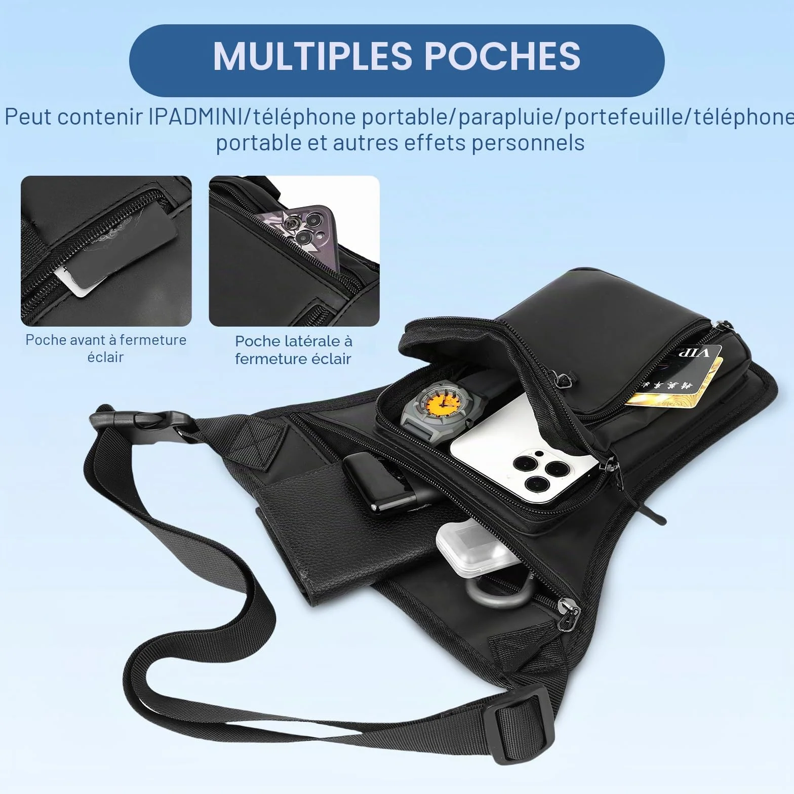 Flintronic Sacoche de Jambe Moto, Sac Tactique de Jambes Étanche, Multifontion Moto Poche Jambe, avec Sangle de Jambe Amovible, pour Voyage, Camping, Course, Équitation