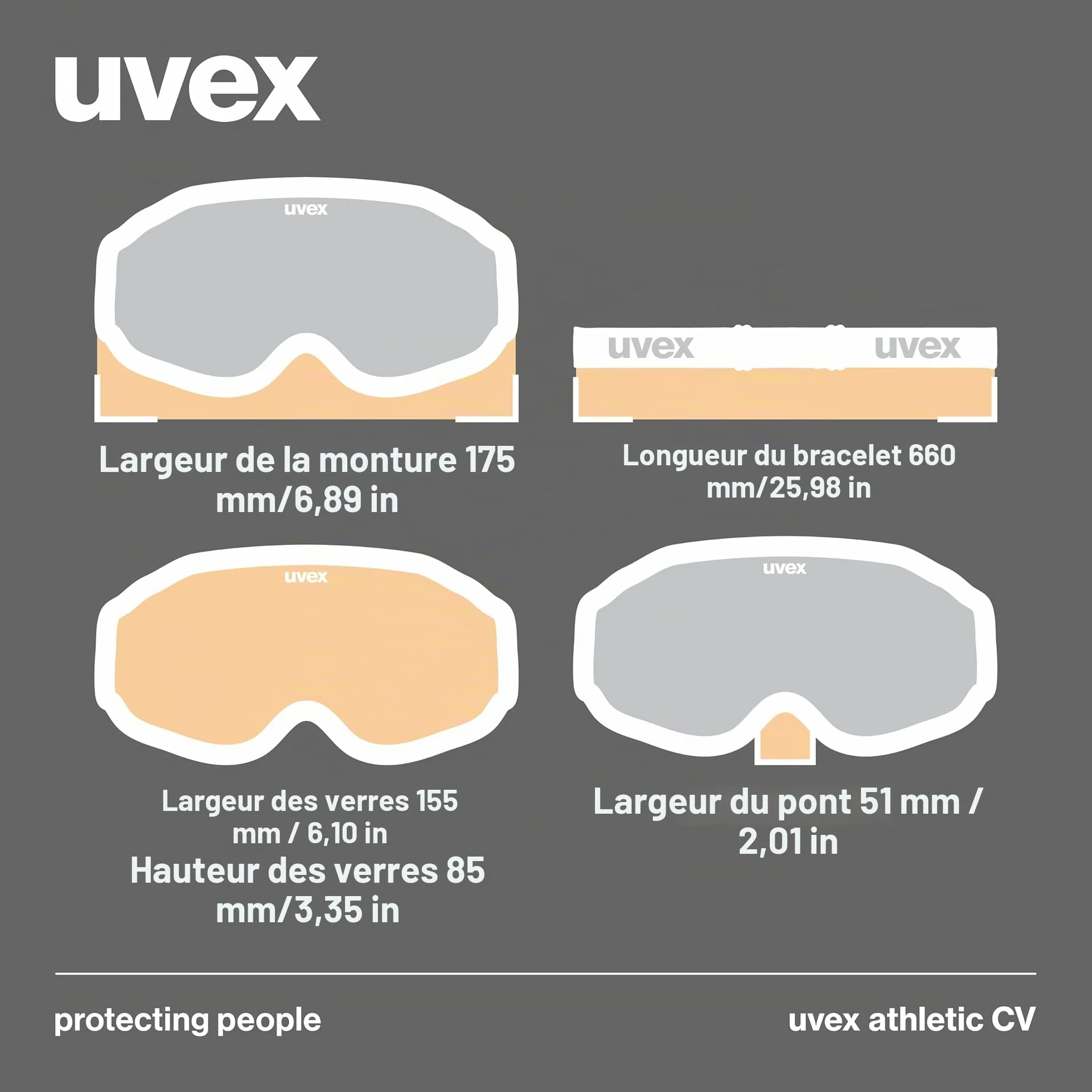 uvex Athletic CV - Lunettes de Vélo pour Hommes et Femmes - à Contraste Élevé - Anti-Buée