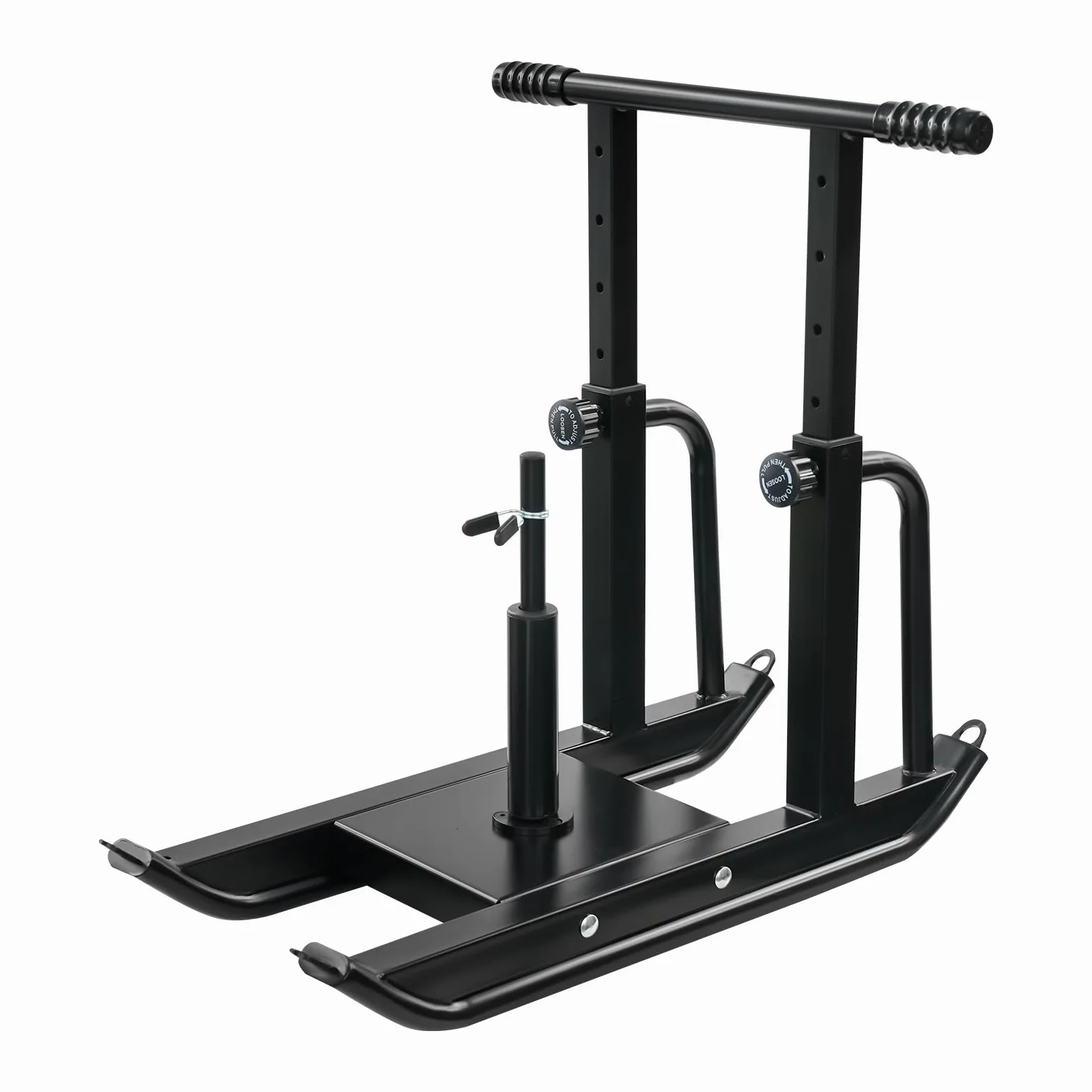 Luge de fitness réglable, capacité de charge de 200 kg, réglable en hauteur sur 5 niveaux pour l'entraînement de poussée et de traction, compatible avec disques de poids de 1" et 2", luge