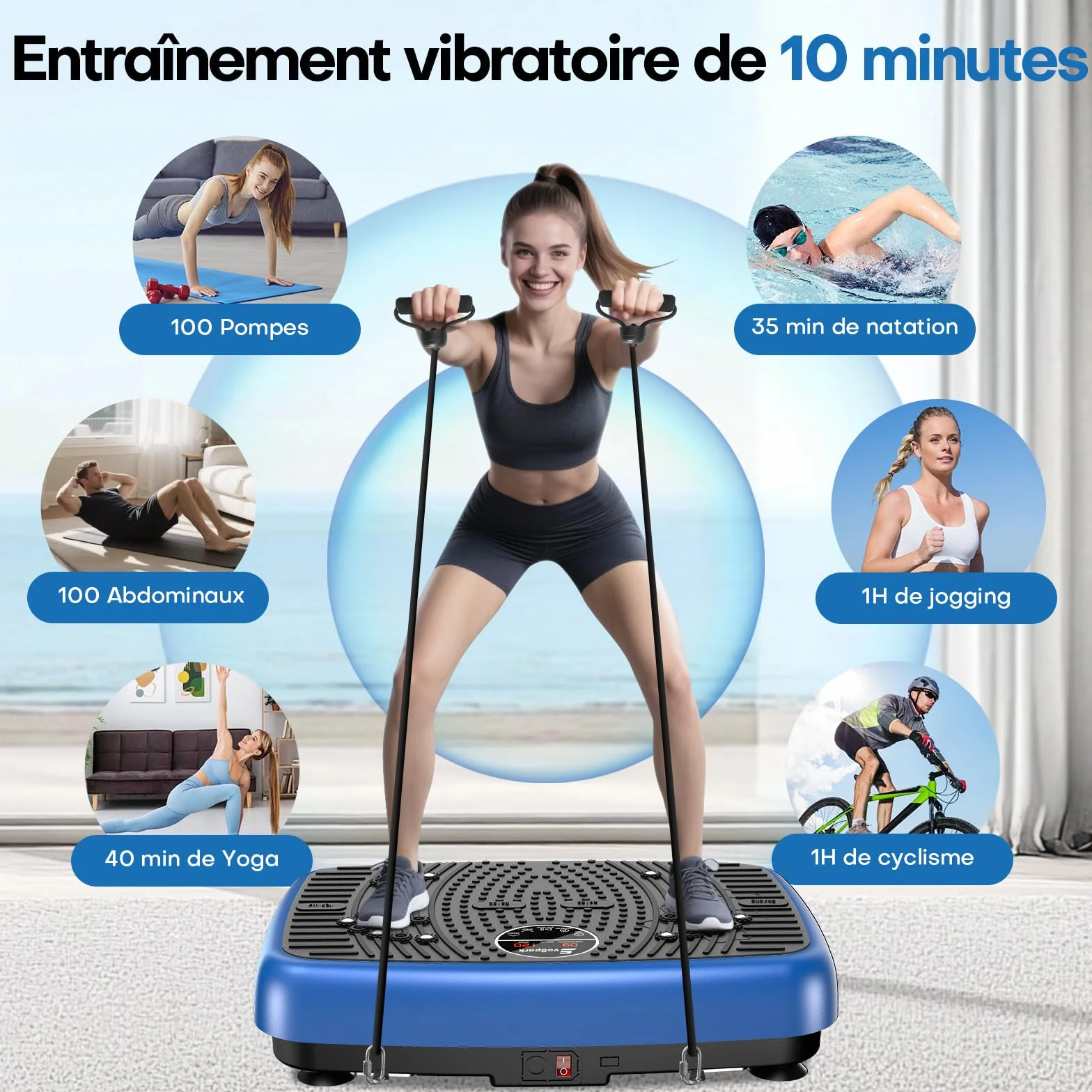 Plateforme Vibrante EvoSpark Double Moteur Haute Performance 120 Vitesses 450 LB