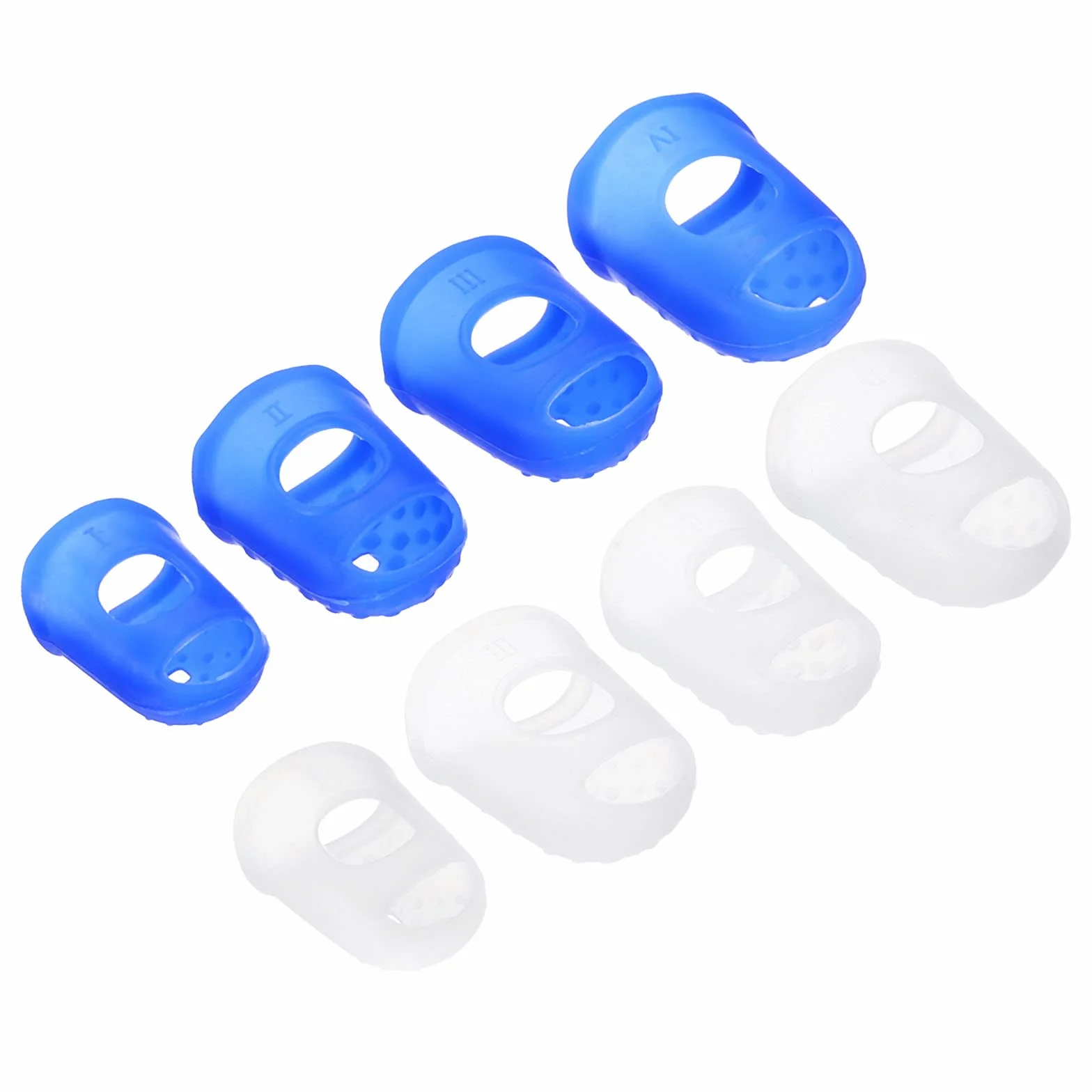 PATIKIL Embouts de Doigts Silicone 16 Pcs Protège-Doigts Pouce Transparent Bleu 4 Tailles