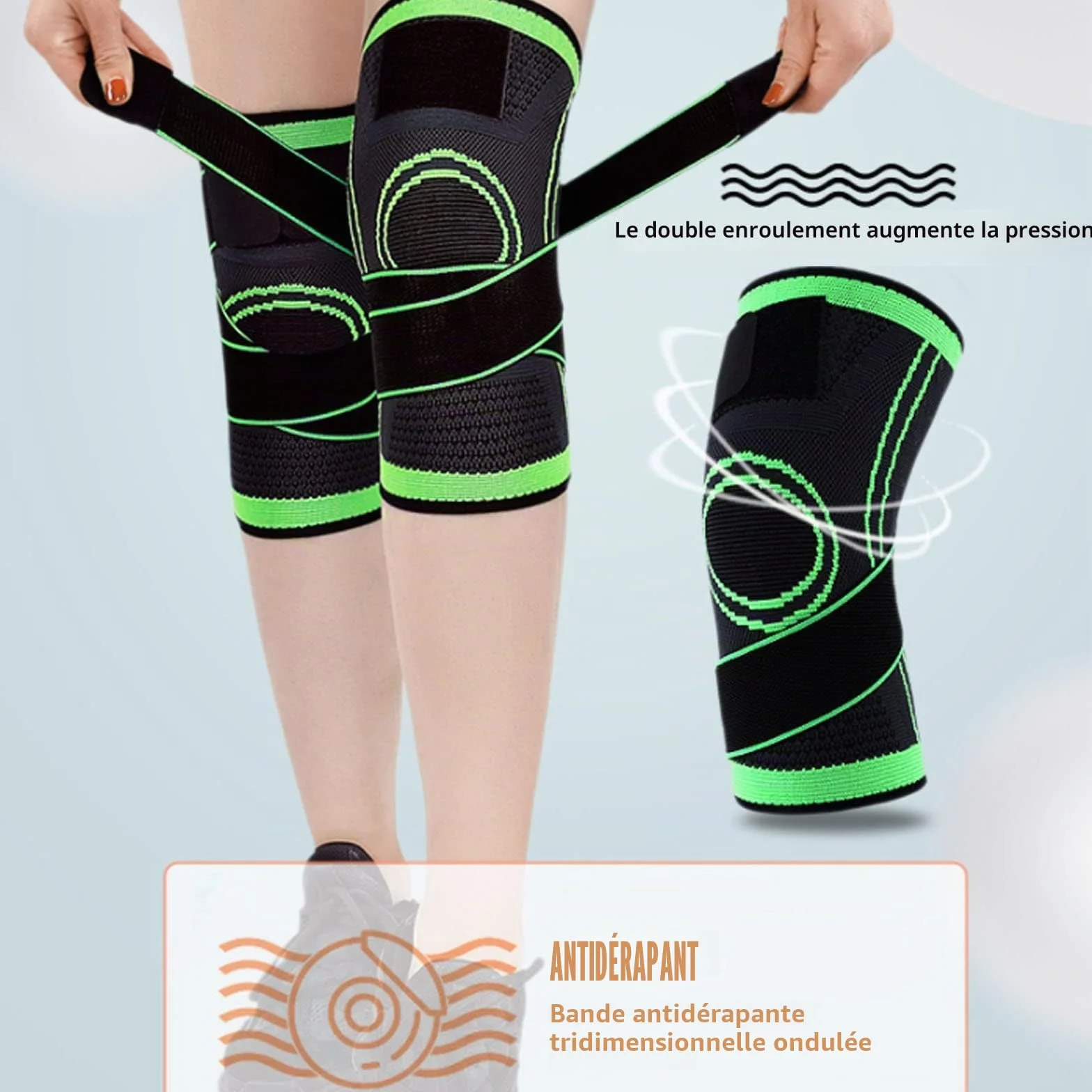 Genouillère Sport Rotulienne et Ligamentaire Compression pour Déchirure Ménisque Arthrose Genou L