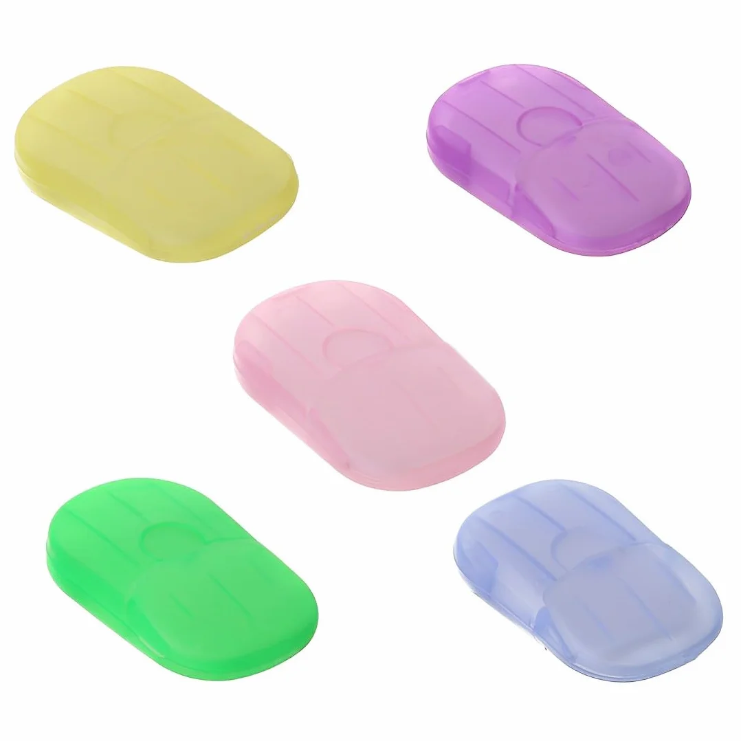 Savon jetable Feuilles de savon papier 100pcs 5 boîtes Portable Mini pour voyages Camping