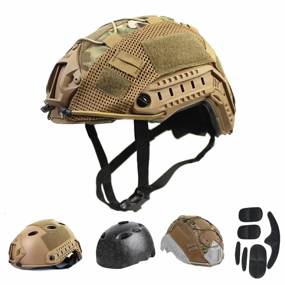Casque Militaire Tactique Fast PJ Paintball Airsoft avec Support NVG et Rail Latéral