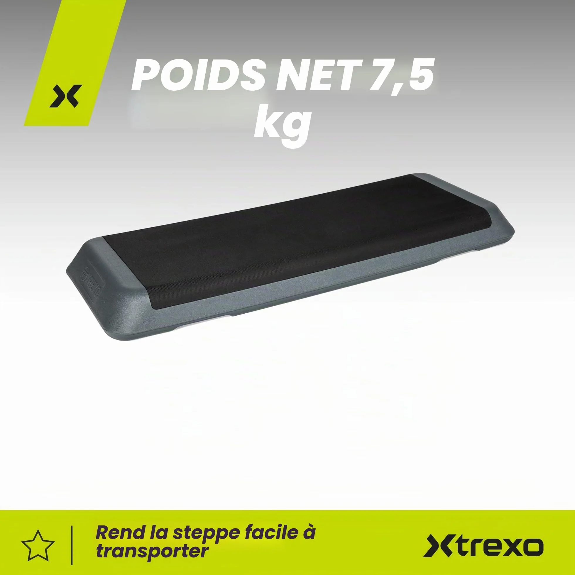 TREXO Step d'exercice aérobique pour cardio-training Hauteur réglable 10-15-20 cm 109 x 41 cm 250 kg VERT